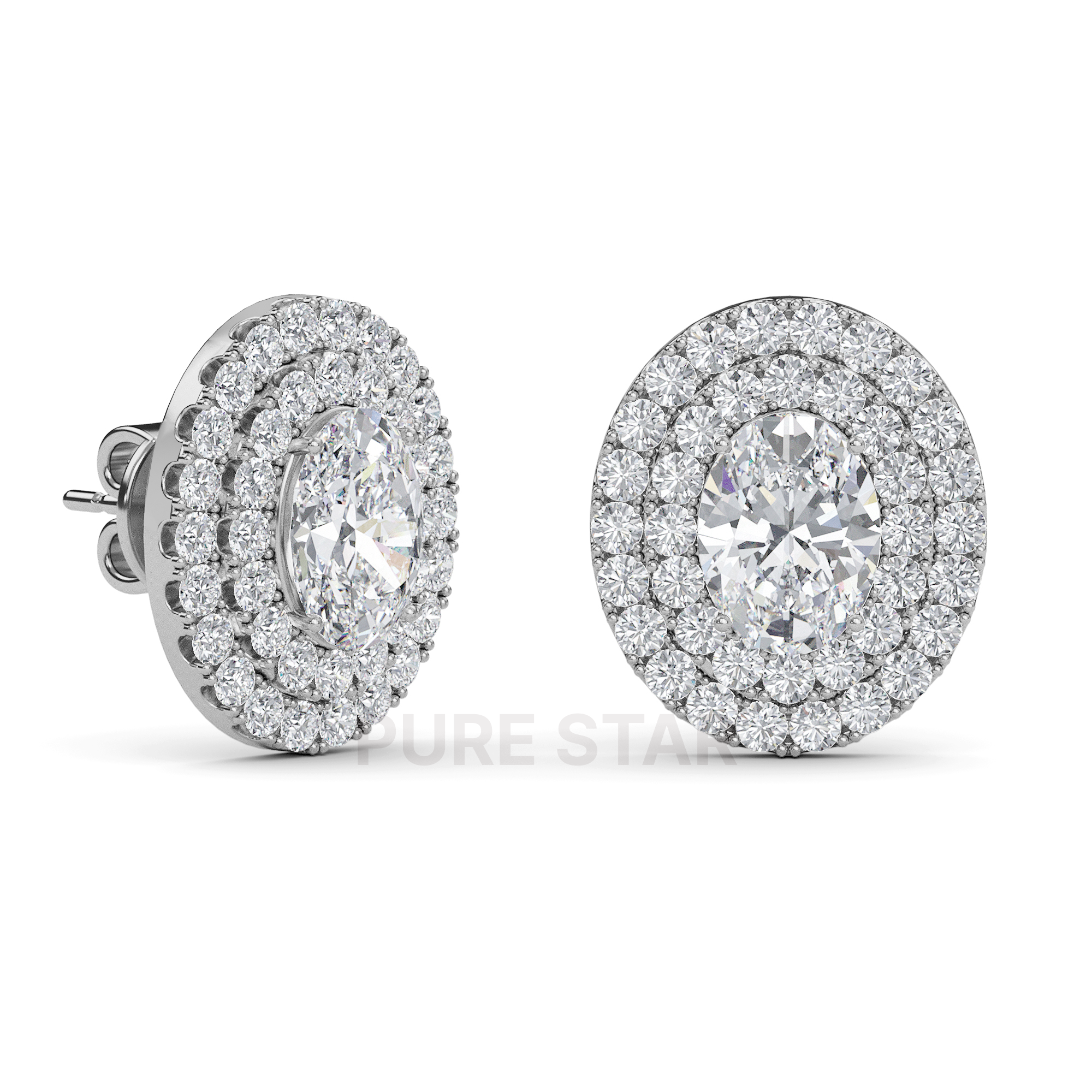 Sawyer Oval Lab Grown  Earring 0.50CT 14K White Gold-purestarjewelry