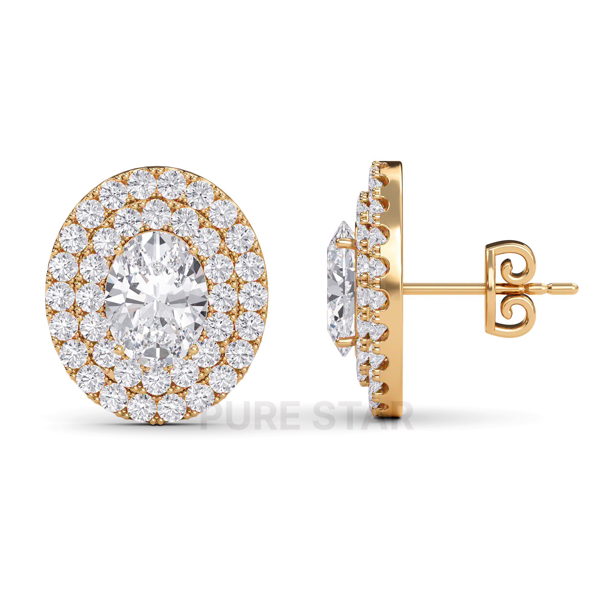 Sawyer Oval Lab Grown  Earring 1CT 18K Yellow Gold-purestarjewelry