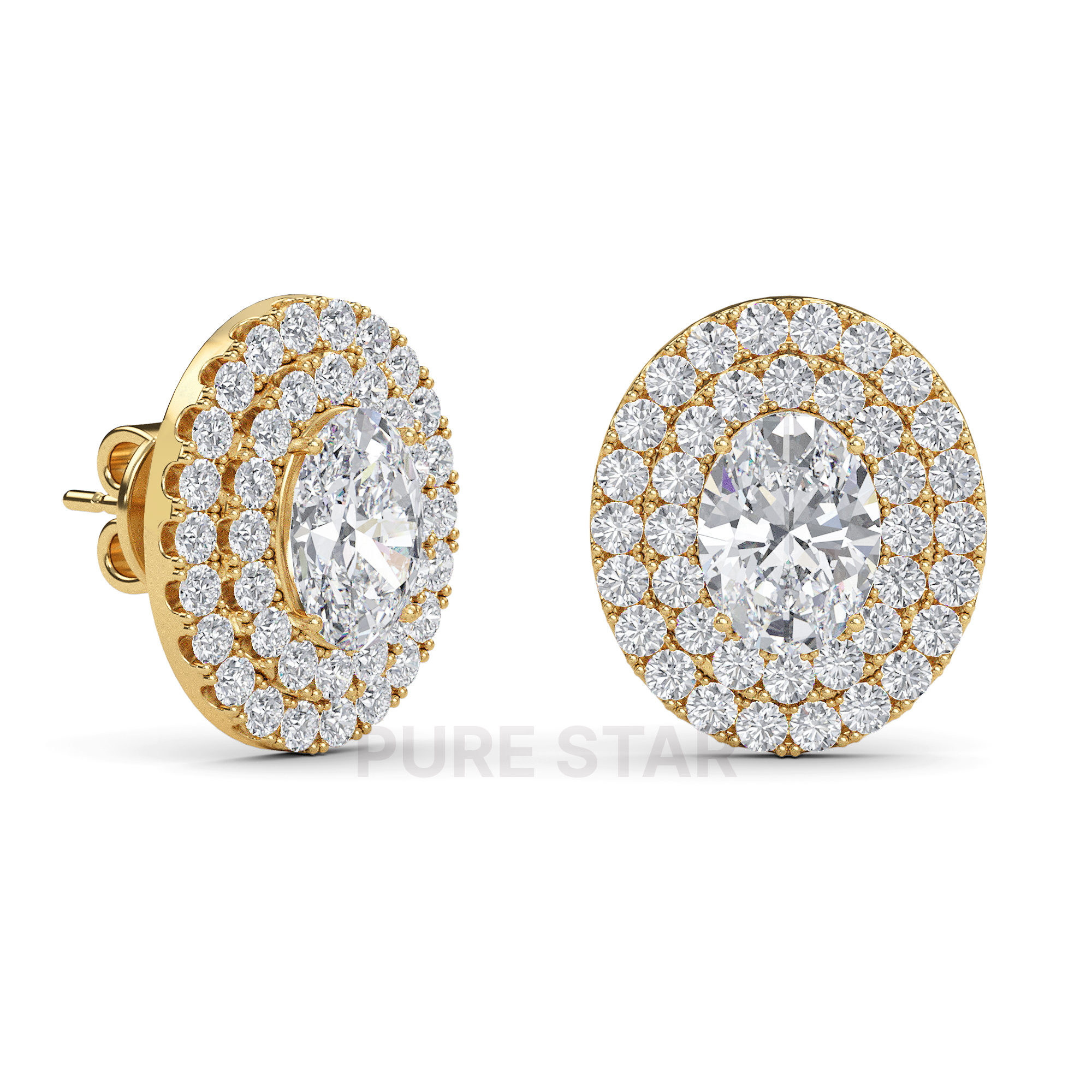 Sawyer Oval Lab Grown  Earring 1CT 18K Yellow Gold-purestarjewelry