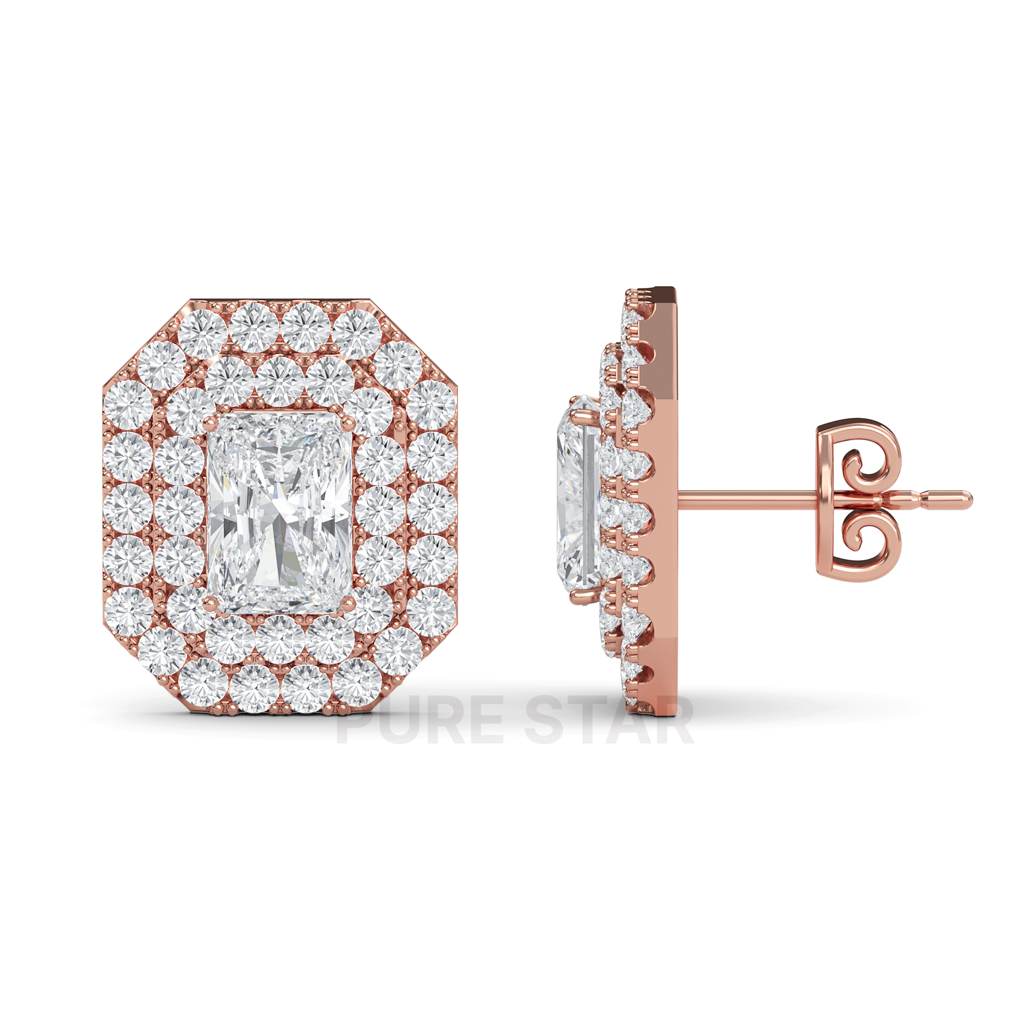 Valeria Radiant Lab Grown Earring 1CT 10K Rose Gold-purestarjewelry