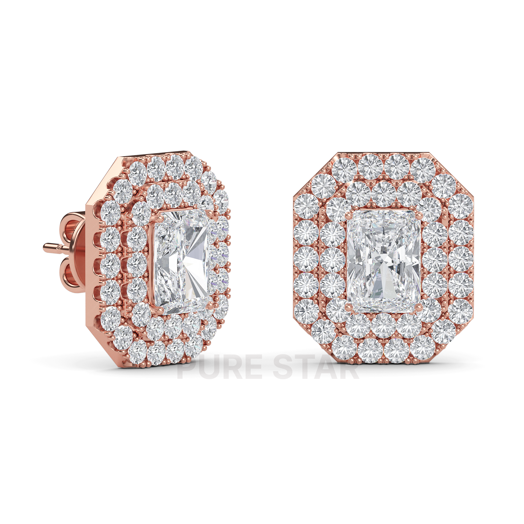 Valeria Radiant Lab Grown Earring 2CT 14K Rose Gold-purestarjewelry