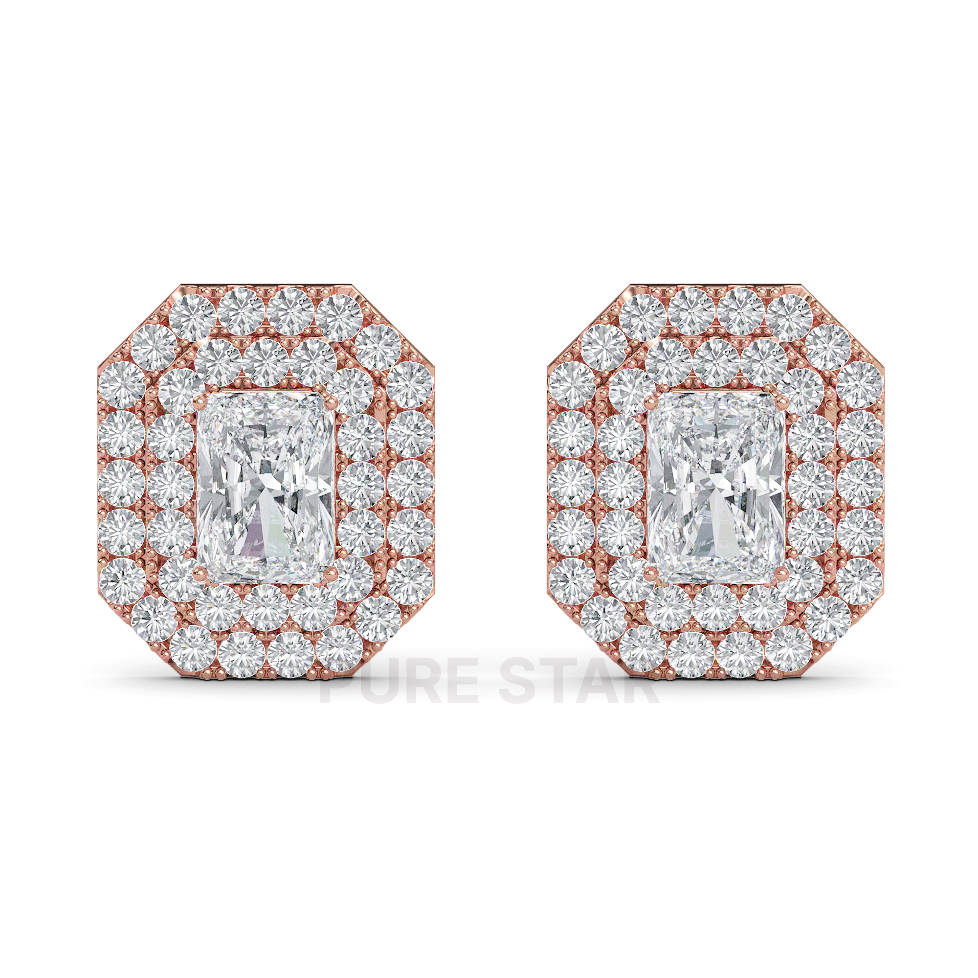 Valeria Radiant Lab Grown Earring 1CT 10K Rose Gold-purestarjewelry