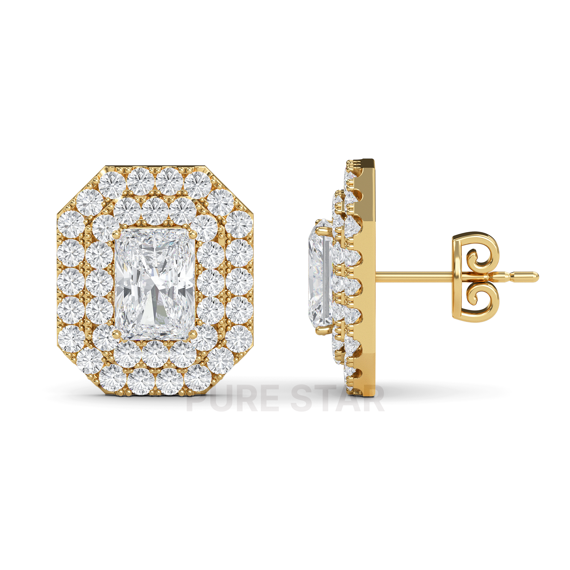 Valeria Radiant Lab Grown Earring 2CT 14K Yellow Gold-purestarjewelry