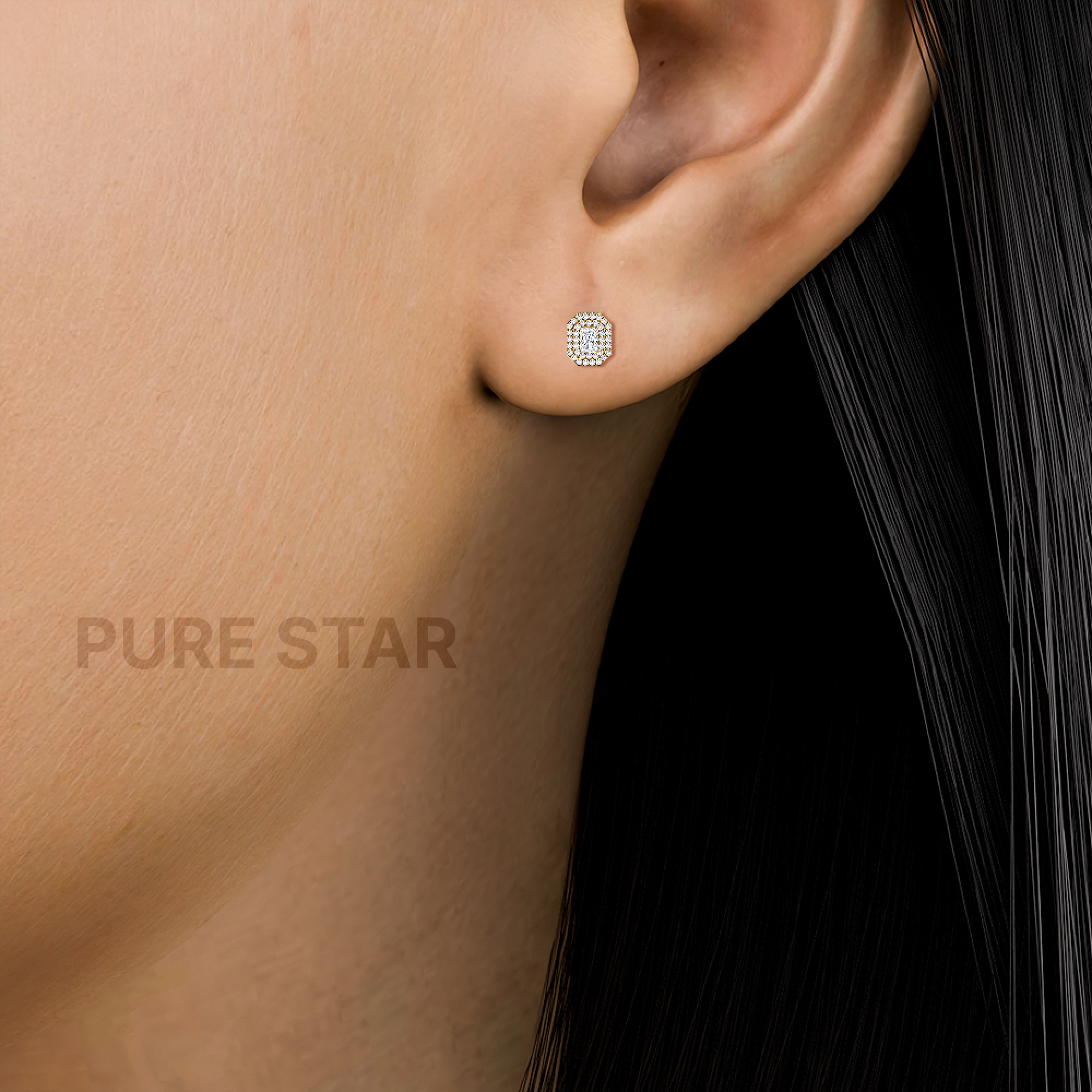 Valeria Radiant Lab Grown Earring 2CT 14K Yellow Gold-purestarjewelry
