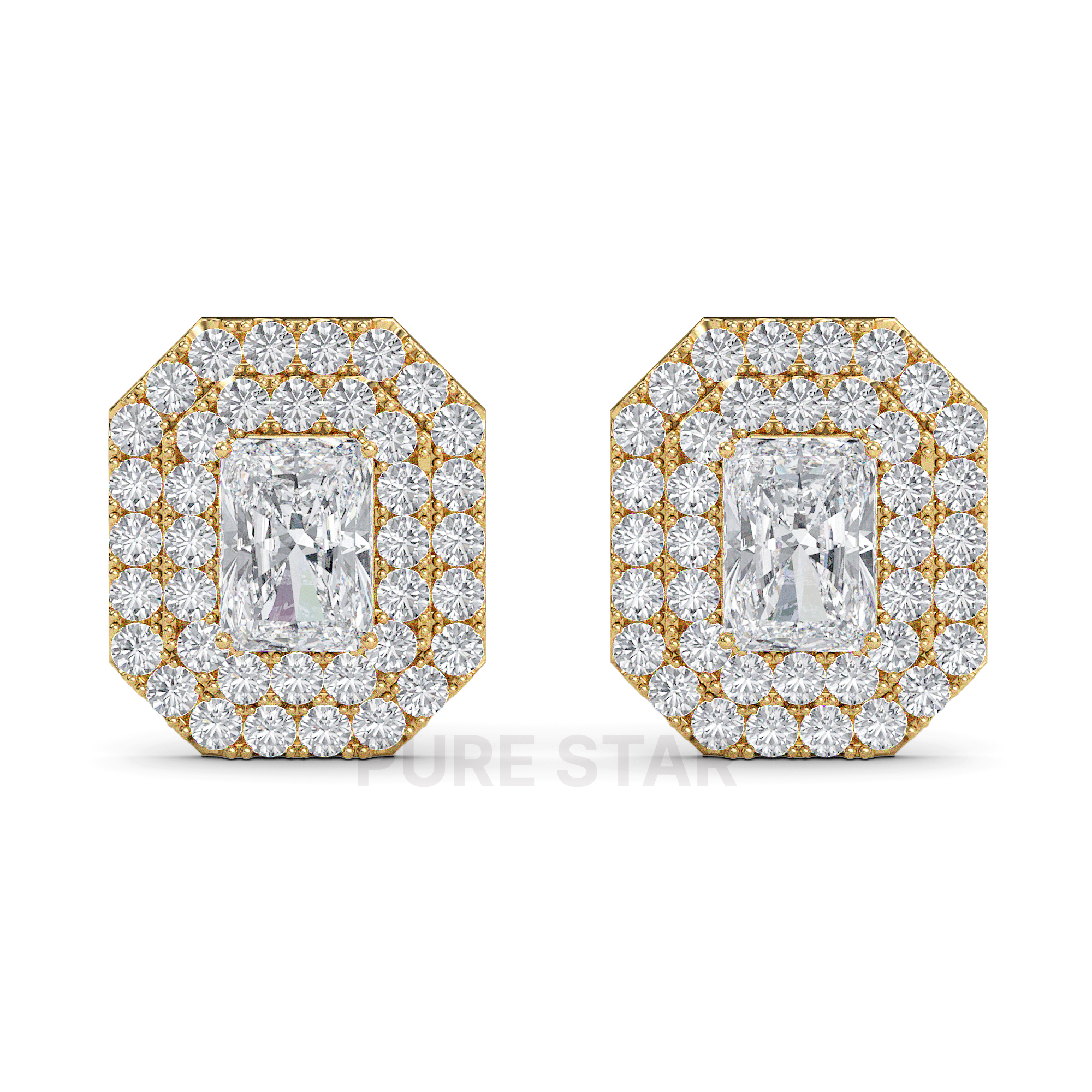 Valeria Radiant Lab Grown Earring 2CT 14K Yellow Gold-purestarjewelry