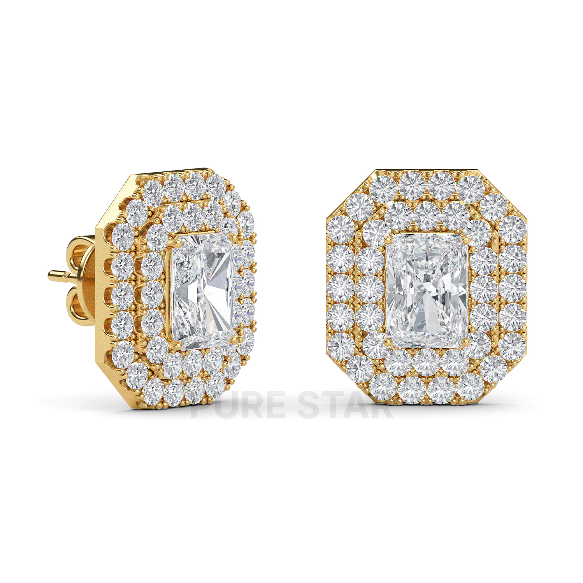 Valeria Radiant Lab Grown Earring 2CT 14K Yellow Gold-purestarjewelry
