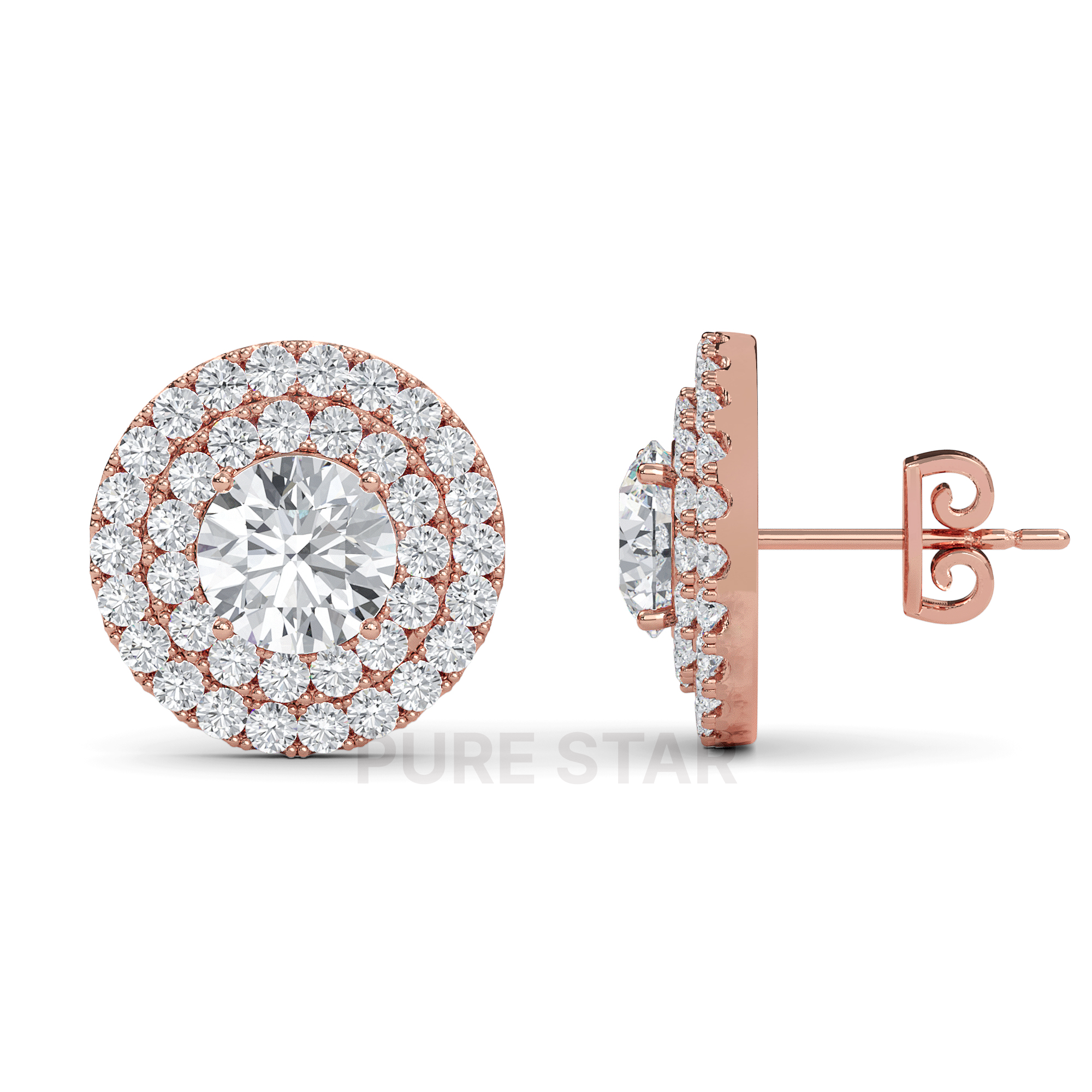 Cameron Round Lab Grown  Earring 1CT 18K Rose Gold-purestarjewelry