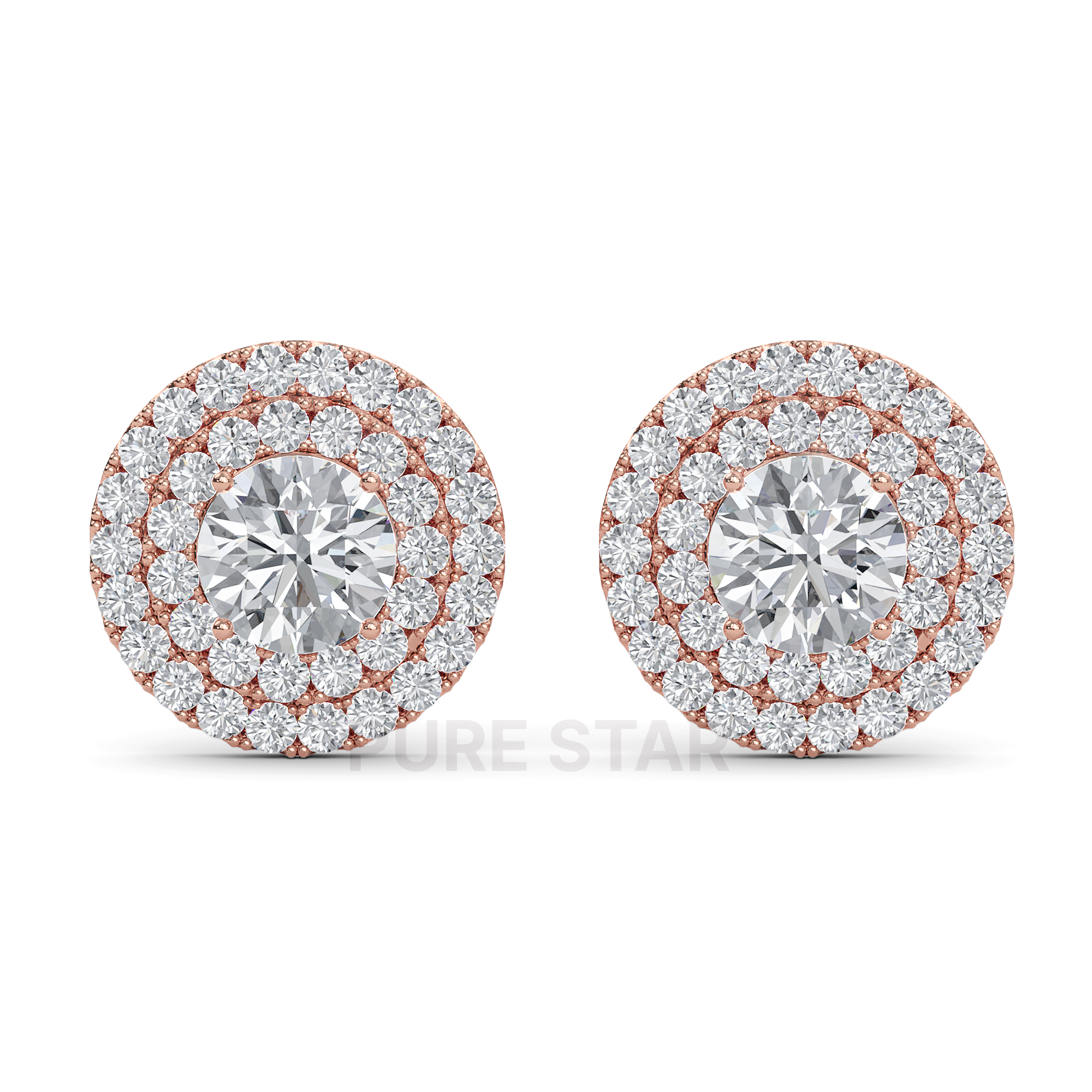 Cameron Round Lab Grown  Earring 1CT 18K Rose Gold-purestarjewelry