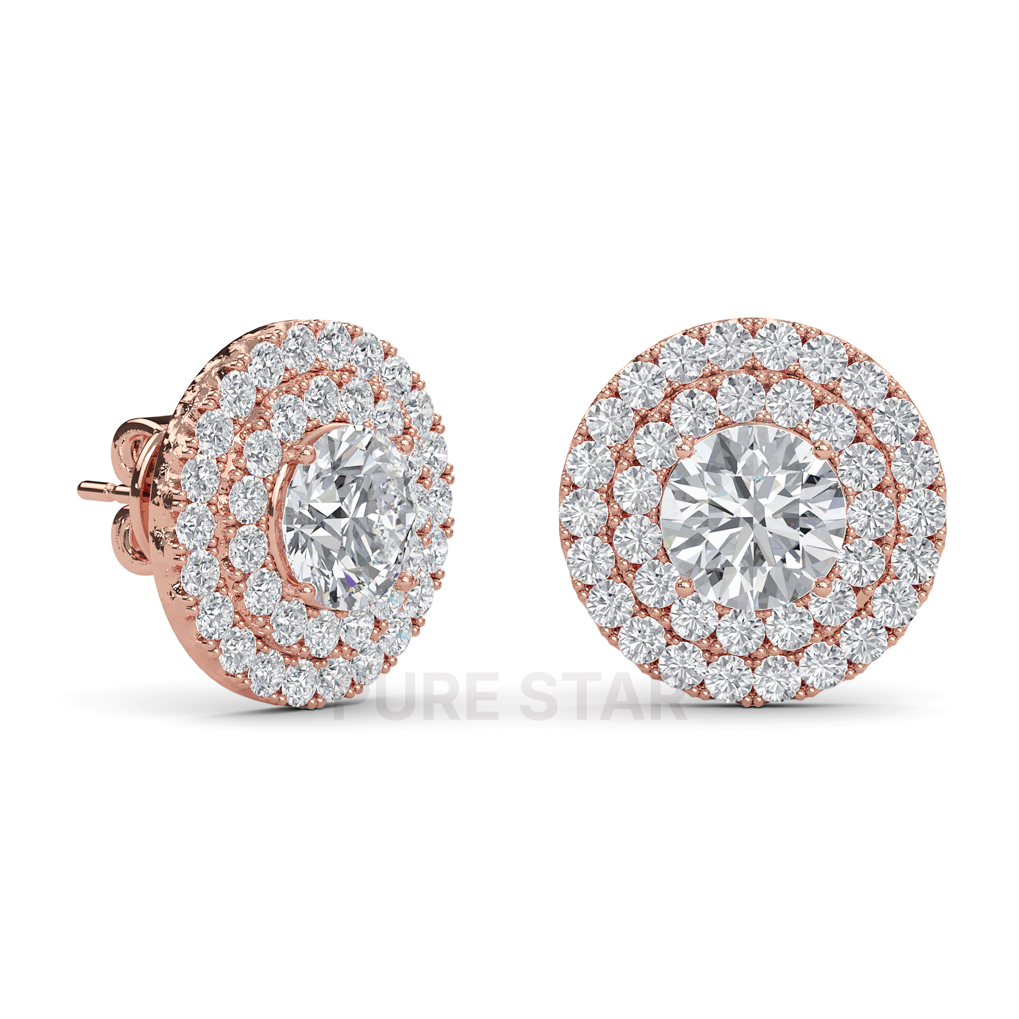 Cameron Round Lab Grown  Earring 1CT 18K Rose Gold-purestarjewelry