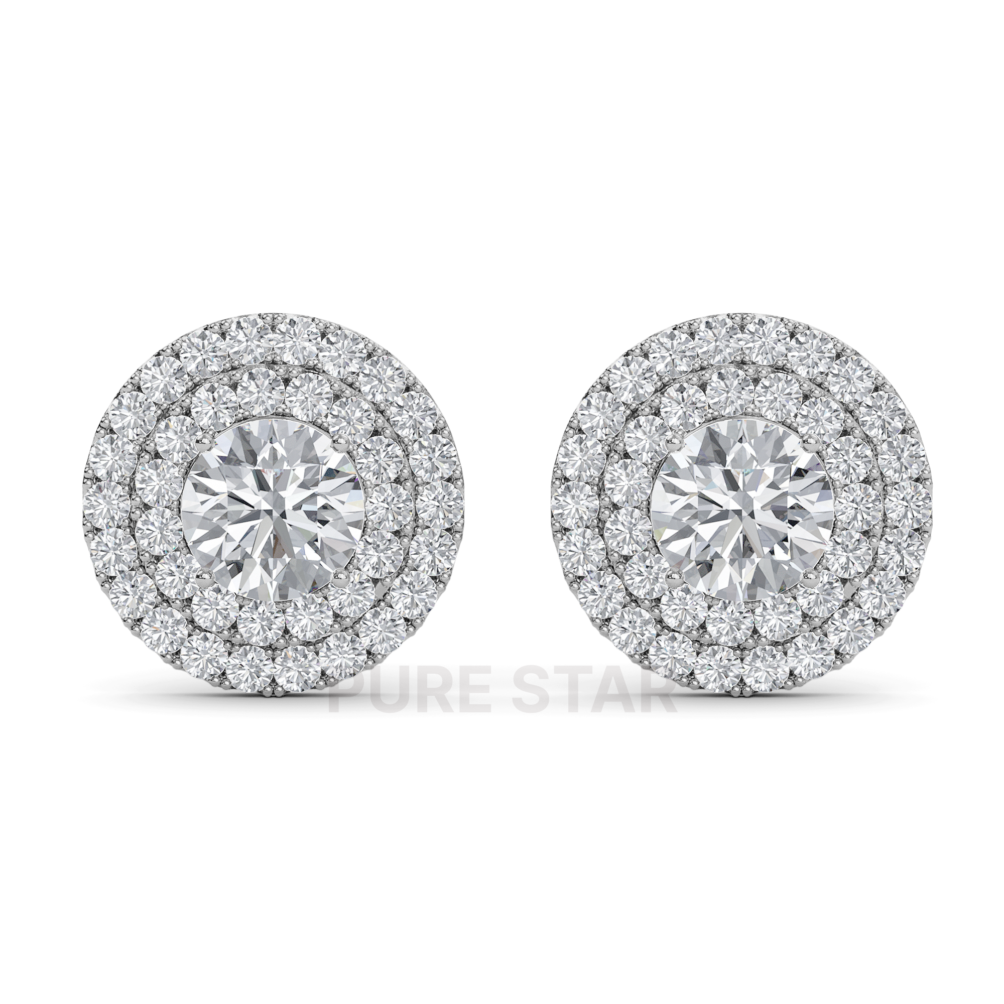 Cameron Round Lab Grown  Earring 2CT 18K White Gold-purestarjewelry