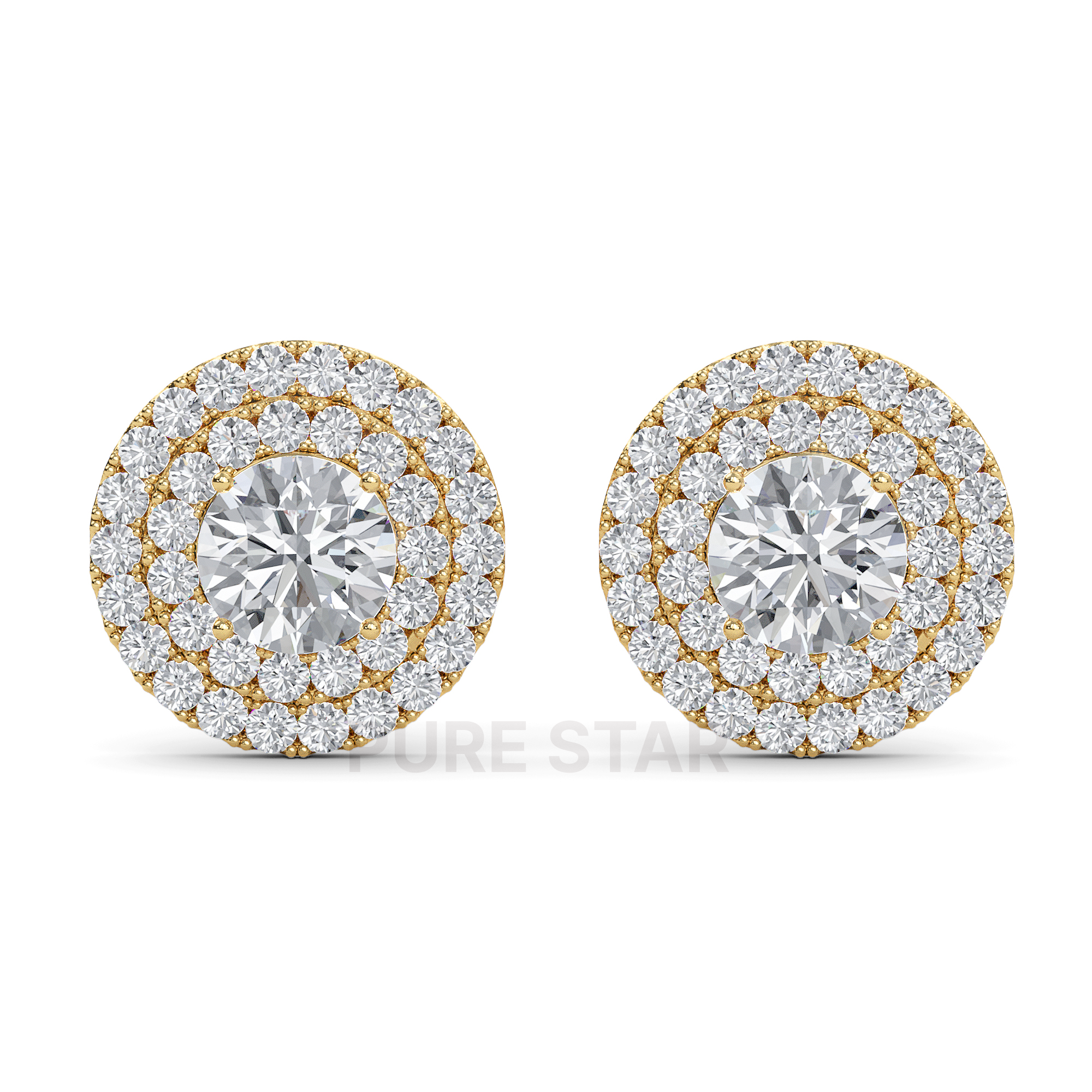Cameron Round Lab Grown  Earring 2CT 18K Yellow Gold-purestarjewelry