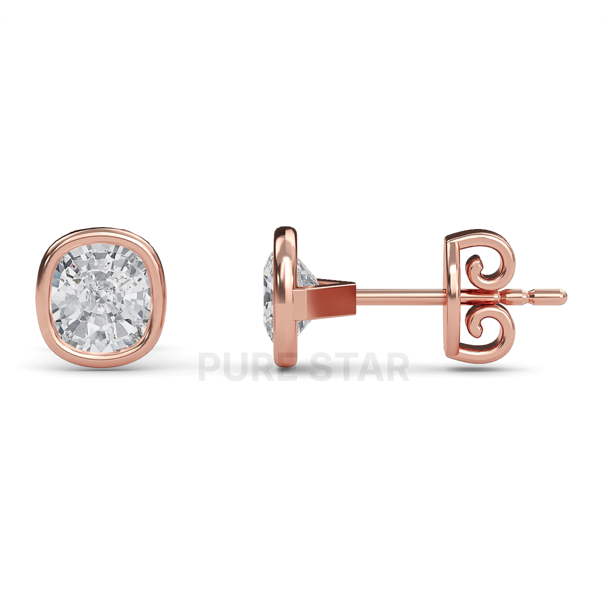 Delphi Cushion Lab Grown  Earring 2CT 10K Rose Gold-purestarjewelry