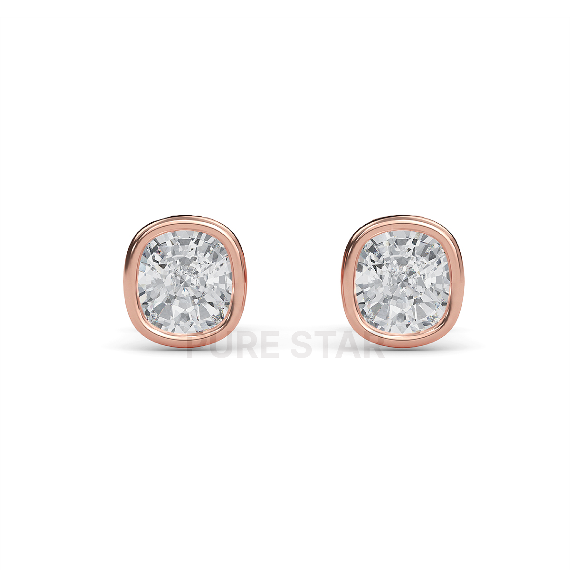 Delphi Cushion Lab Grown  Earring 2CT 10K Rose Gold-purestarjewelry