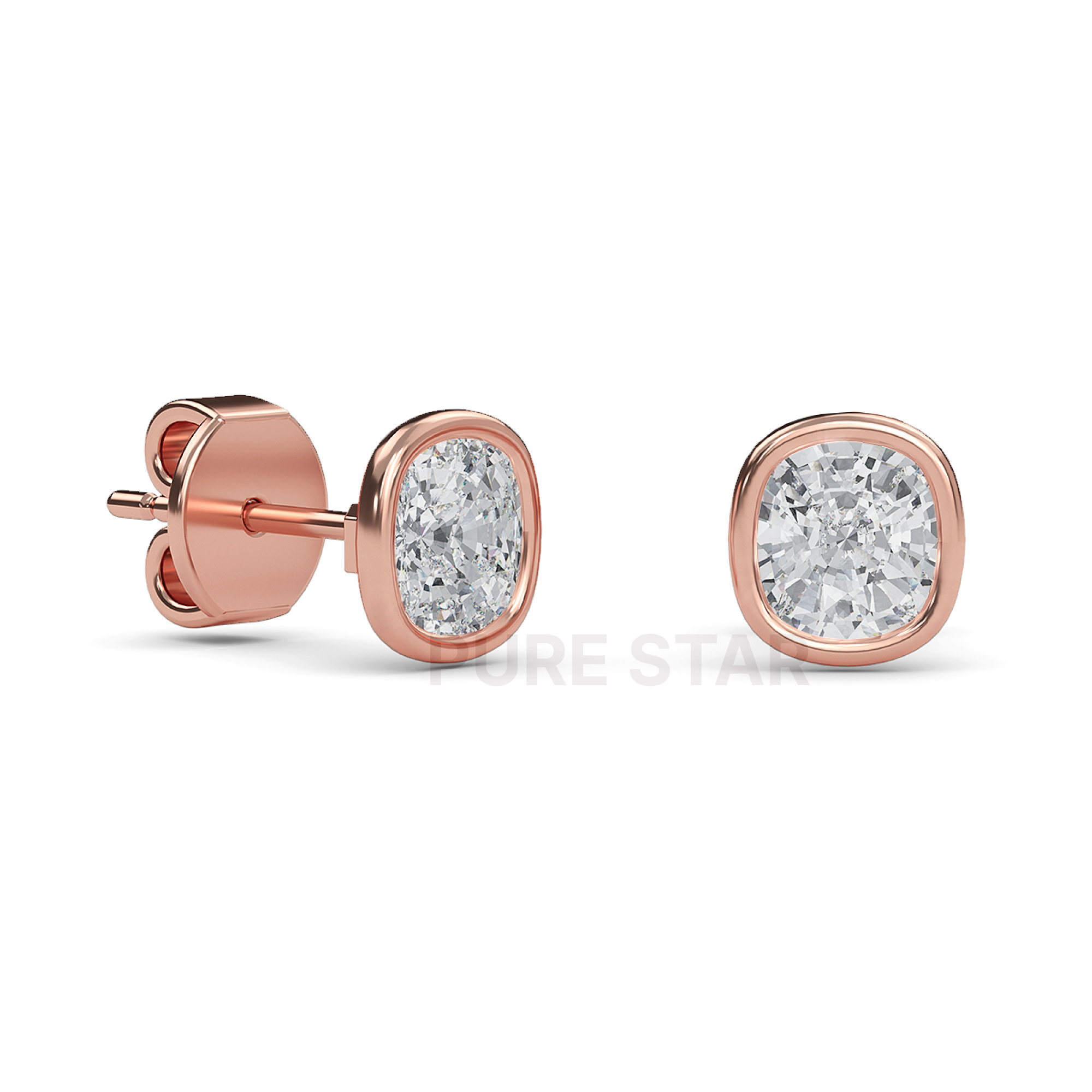 Delphi Cushion Lab Grown  Earring 2CT 10K Rose Gold-purestarjewelry