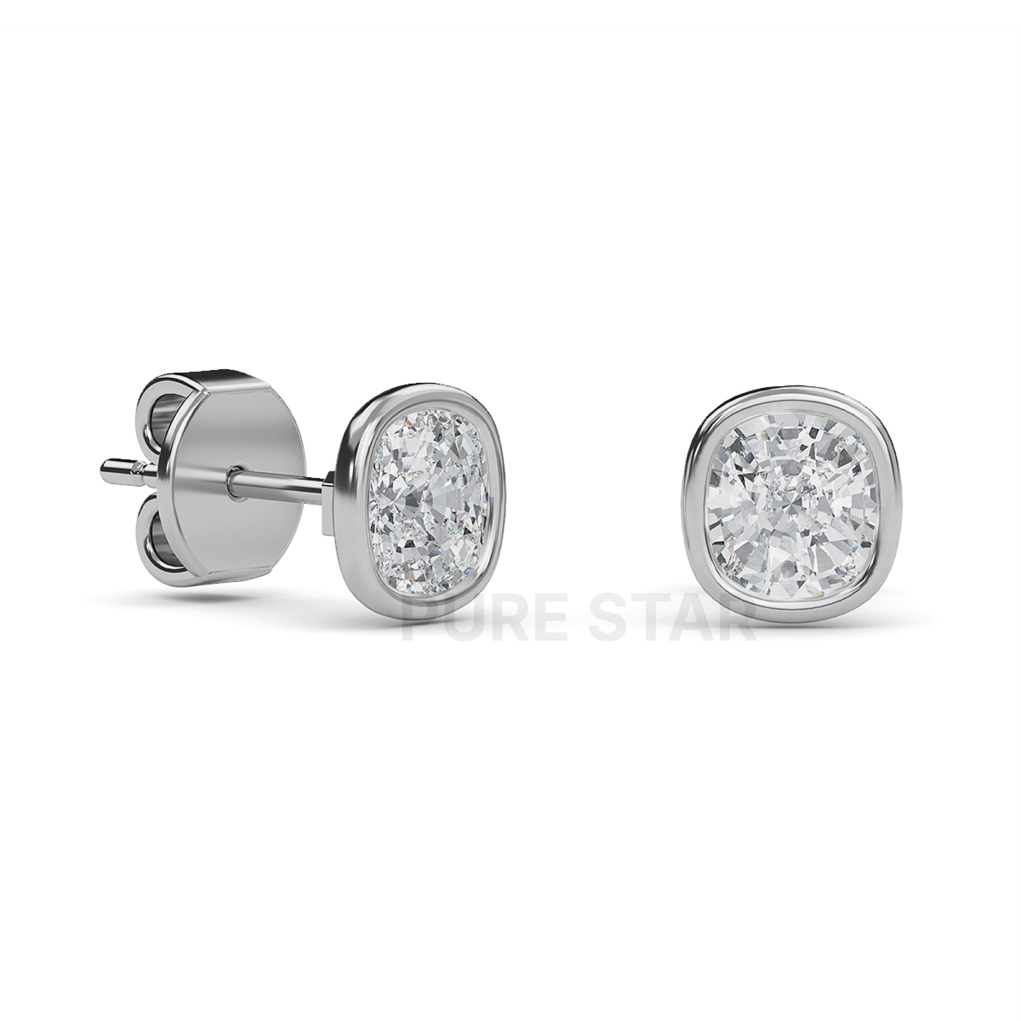 Delphi Cushion Lab Grown  Earring 0.50CT 18K White Gold-purestarjewelry
