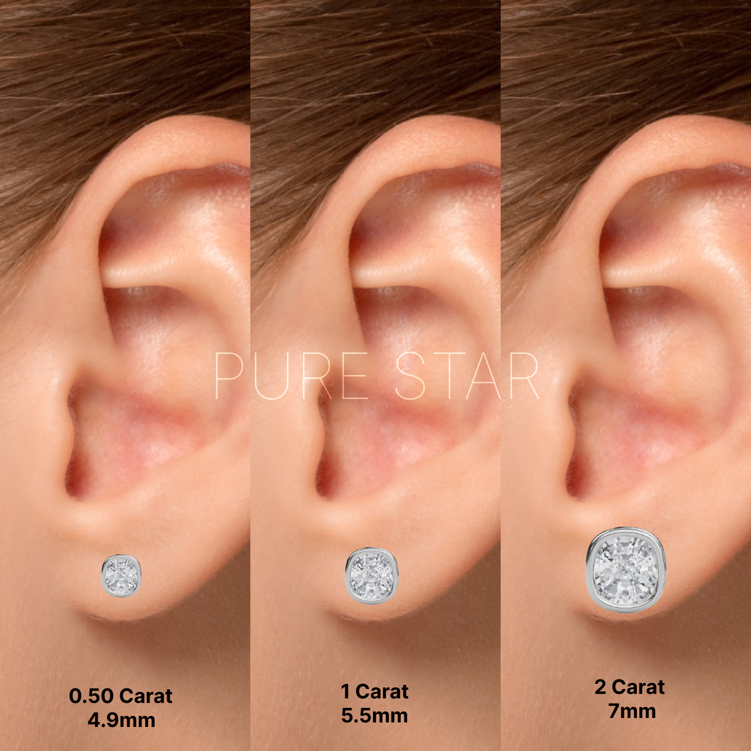 Delphi Cushion Lab Grown  Earring 0.50CT 18K White Gold-purestarjewelry