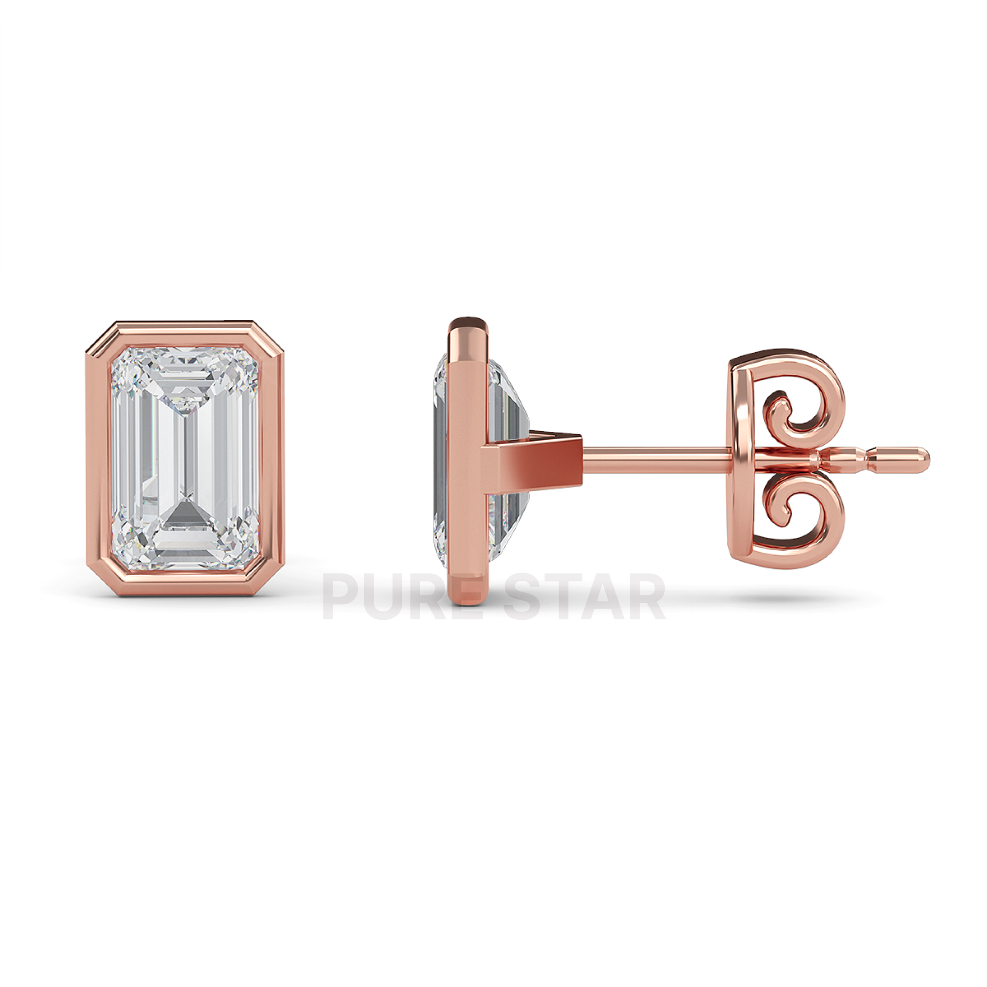 Barbara Emerald Lab Grown  Earring 2CT 14K Rose Gold-purestarjewelry