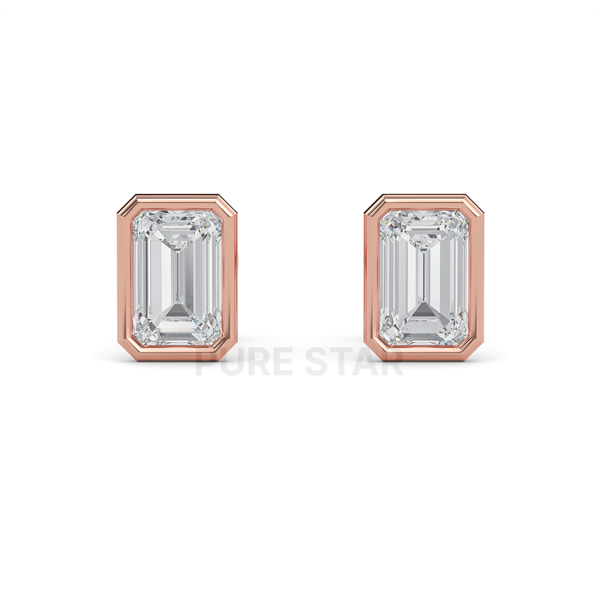 Barbara Emerald Lab Grown  Earring 2CT 14K Rose Gold-purestarjewelry