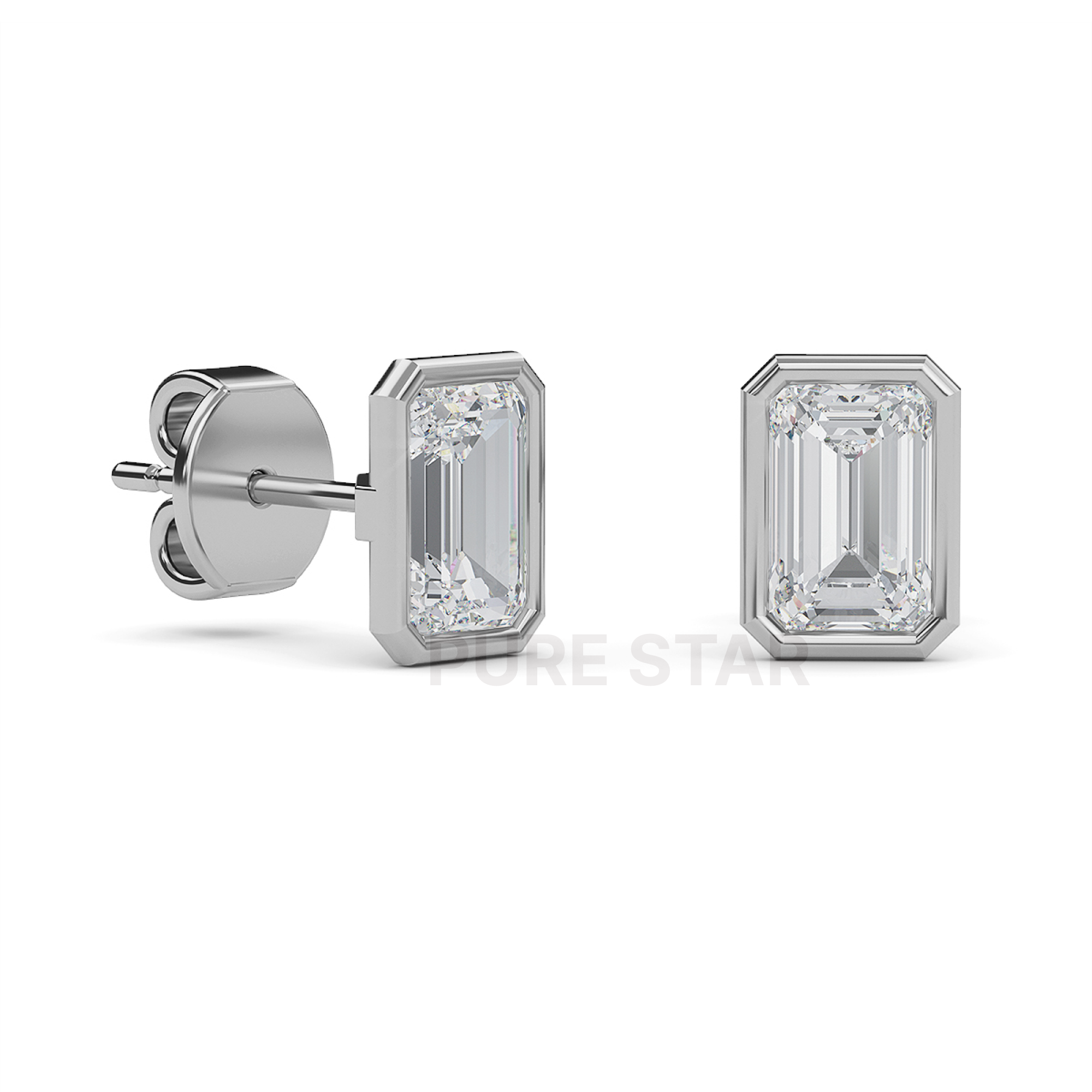 Barbara Emerald Lab Grown  Earring 2CT 14K White Gold-purestarjewelry
