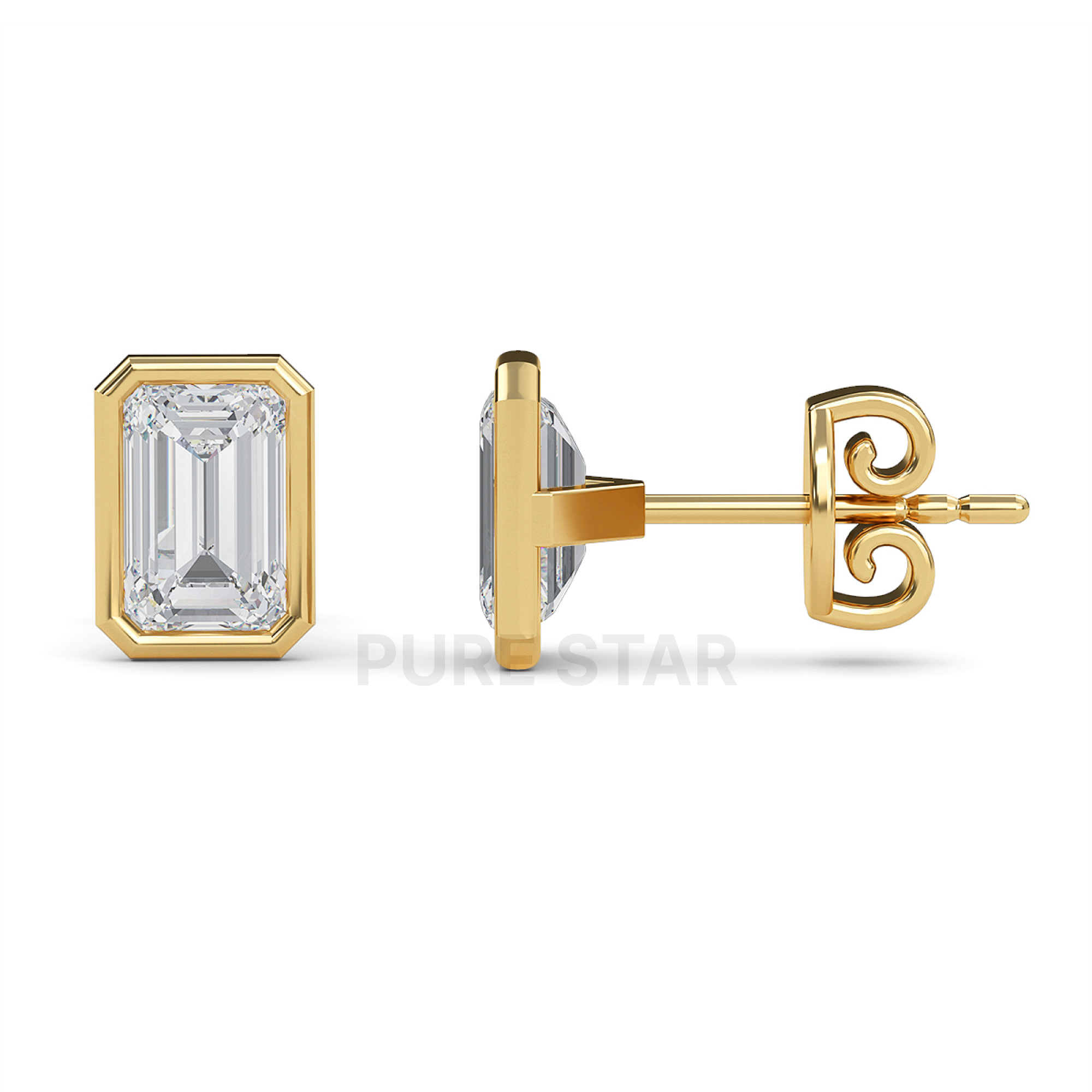 Barbara Emerald Lab Grown  Earring 1CT 18K Yellow Gold-purestarjewelry