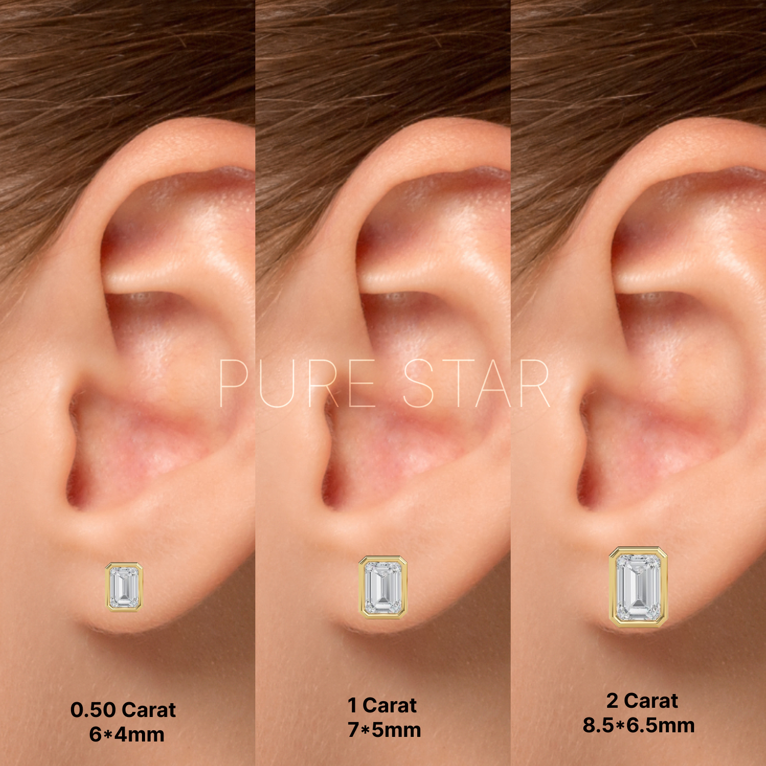 Barbara Emerald Lab Grown  Earring 1CT 18K Yellow Gold-purestarjewelry