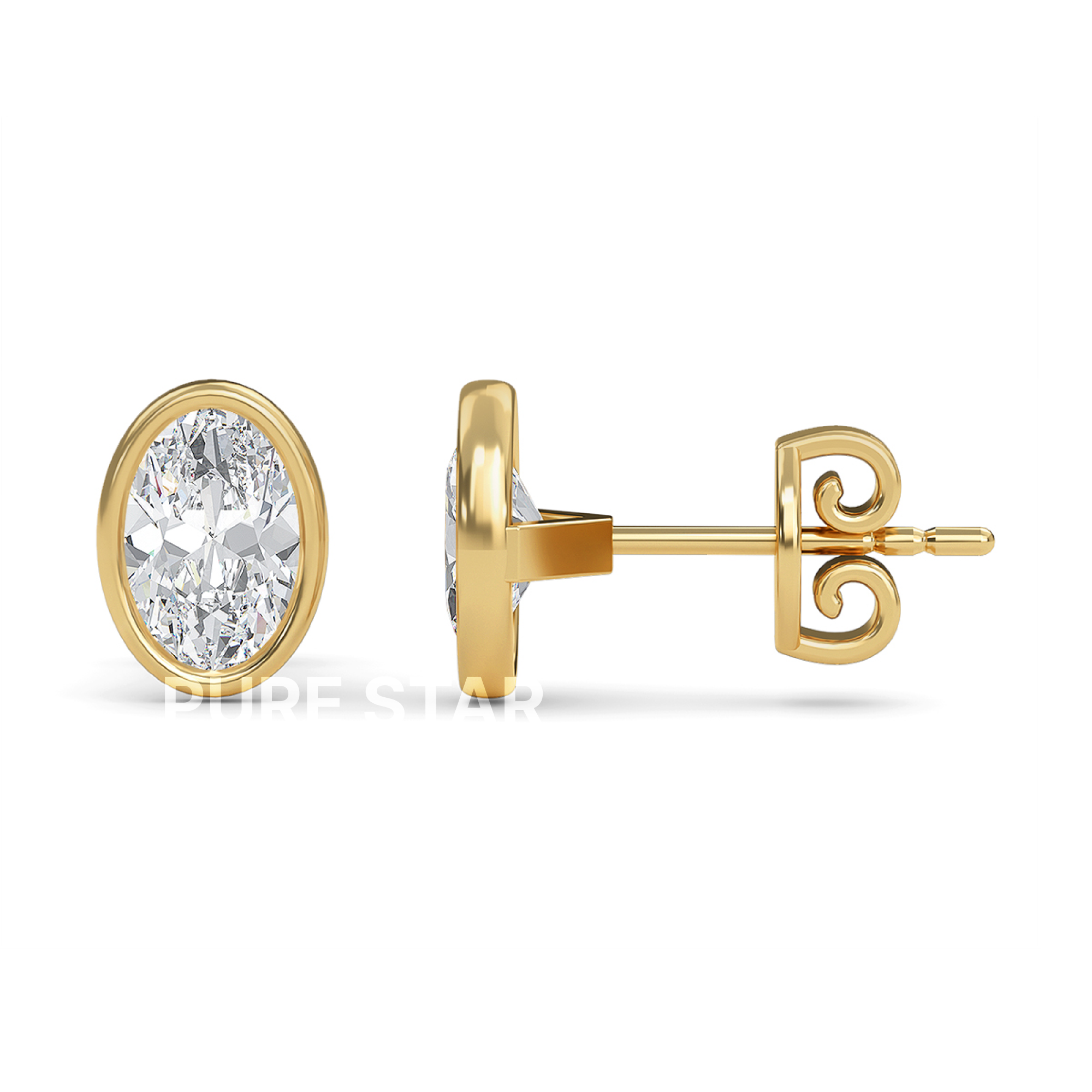 Kehlani Oval Lab Grown Earring 2CT 10K Yellow Gold-purestarjewelry
