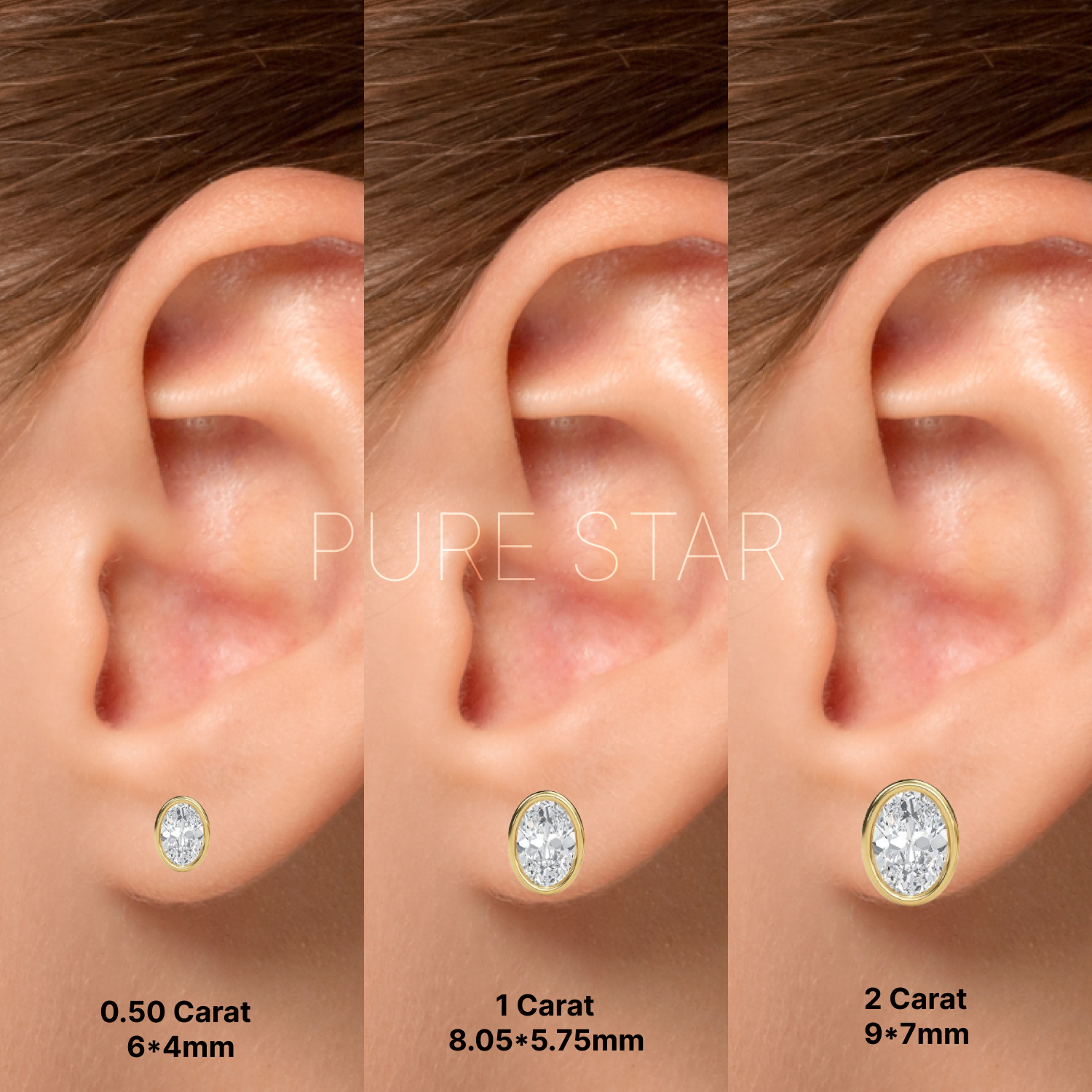 Kehlani Oval Lab Grown Earring 1CT 10K Yellow Gold-purestarjewelry