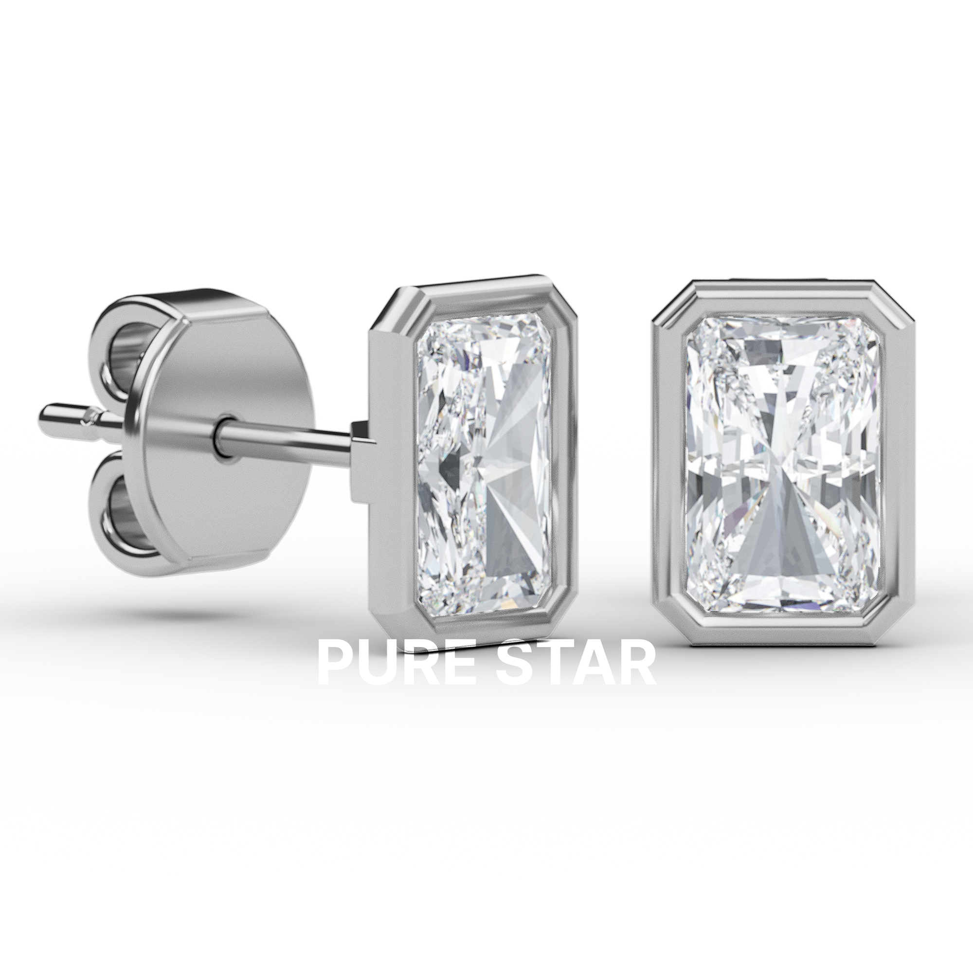 Valerie Radiant Lab Grown Earring 2CT 14K White Gold-purestarjewelry