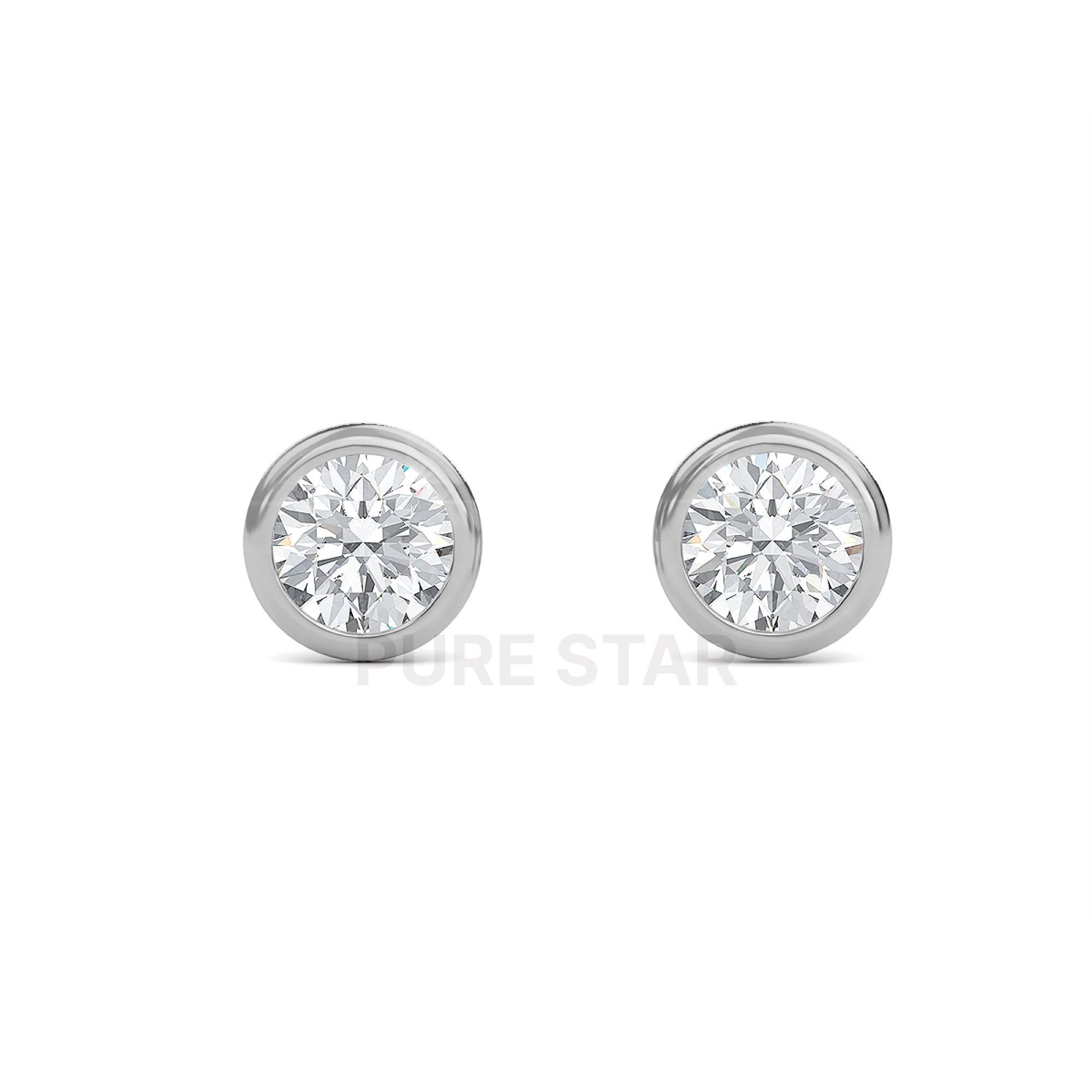 Drew Round Lab Grown  Earring 1CT 10K White Gold-purestarjewelry