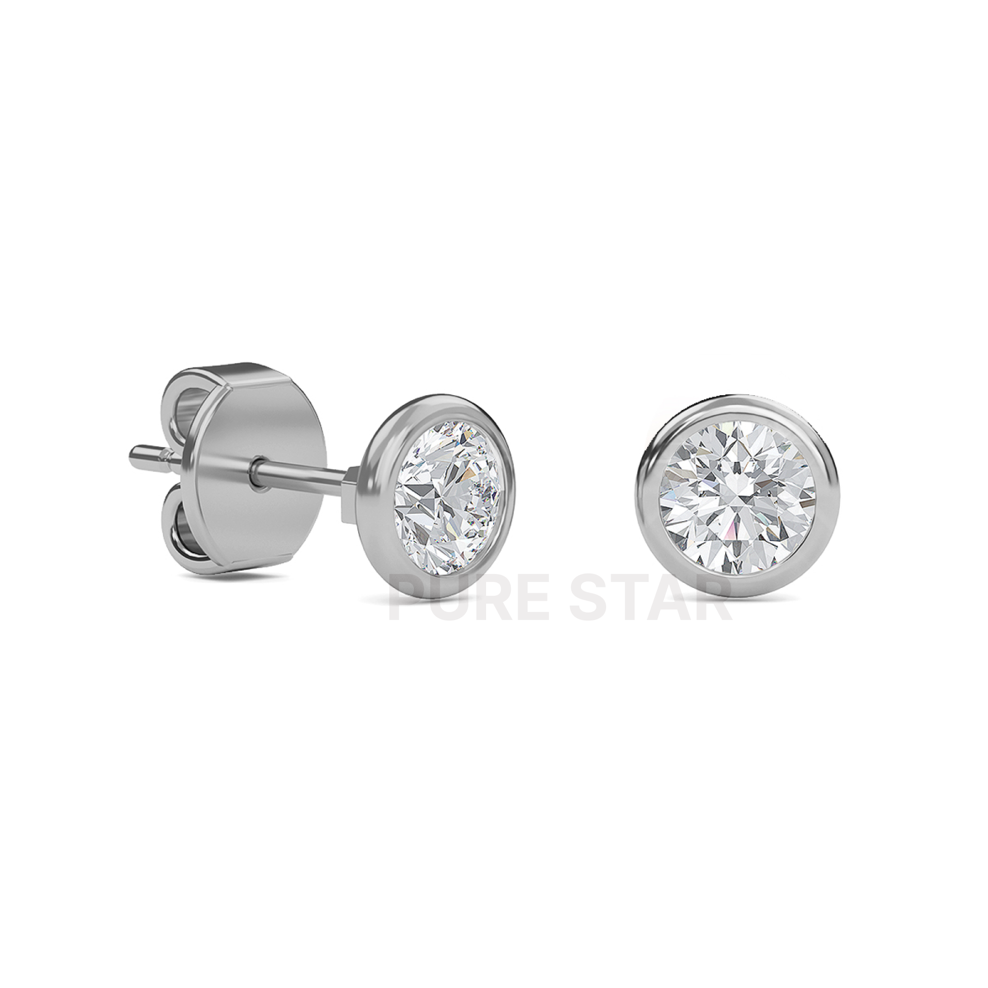 Drew Round Lab Grown  Earring 1CT 10K White Gold-purestarjewelry