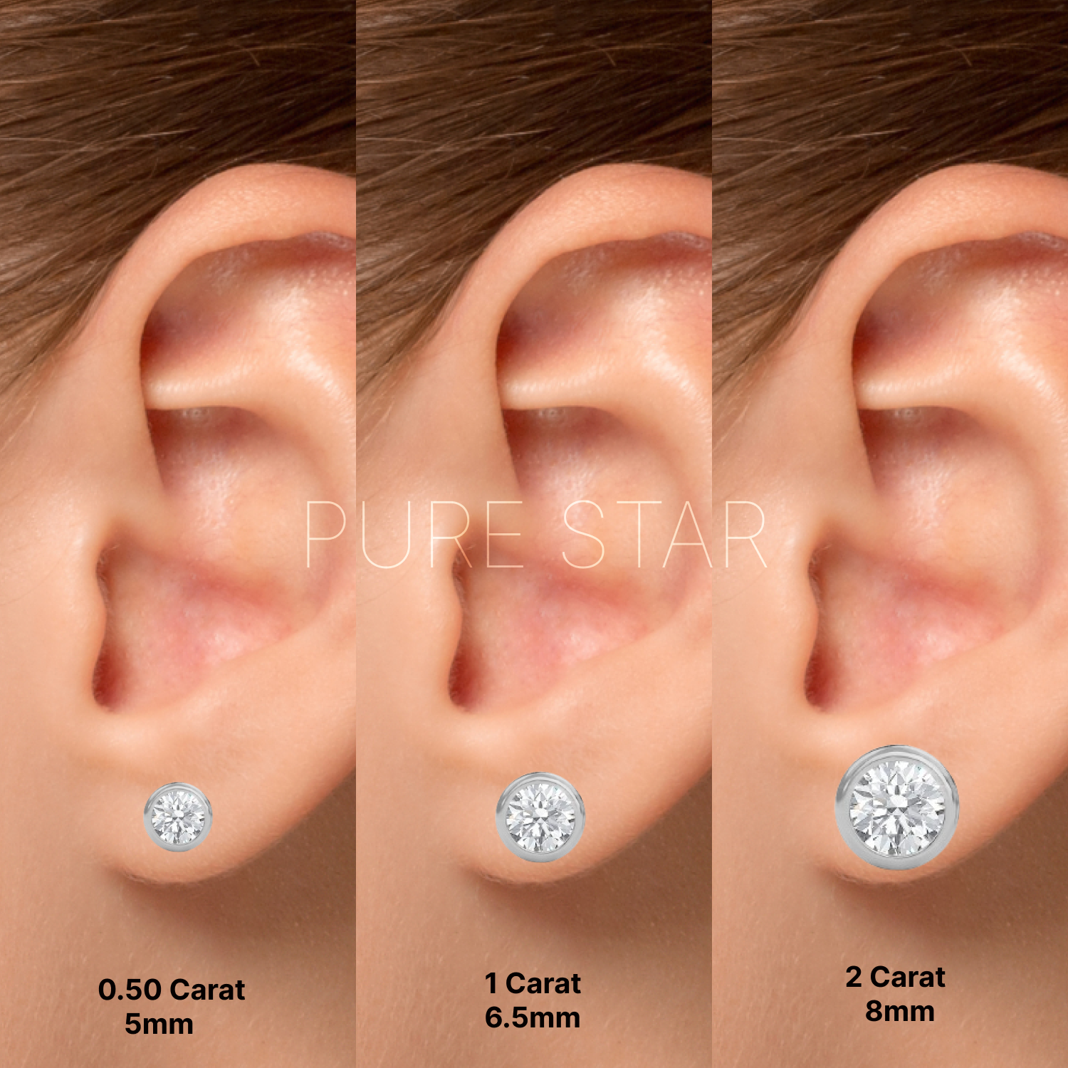 Drew Round Lab Grown  Earring 1CT 10K White Gold-purestarjewelry