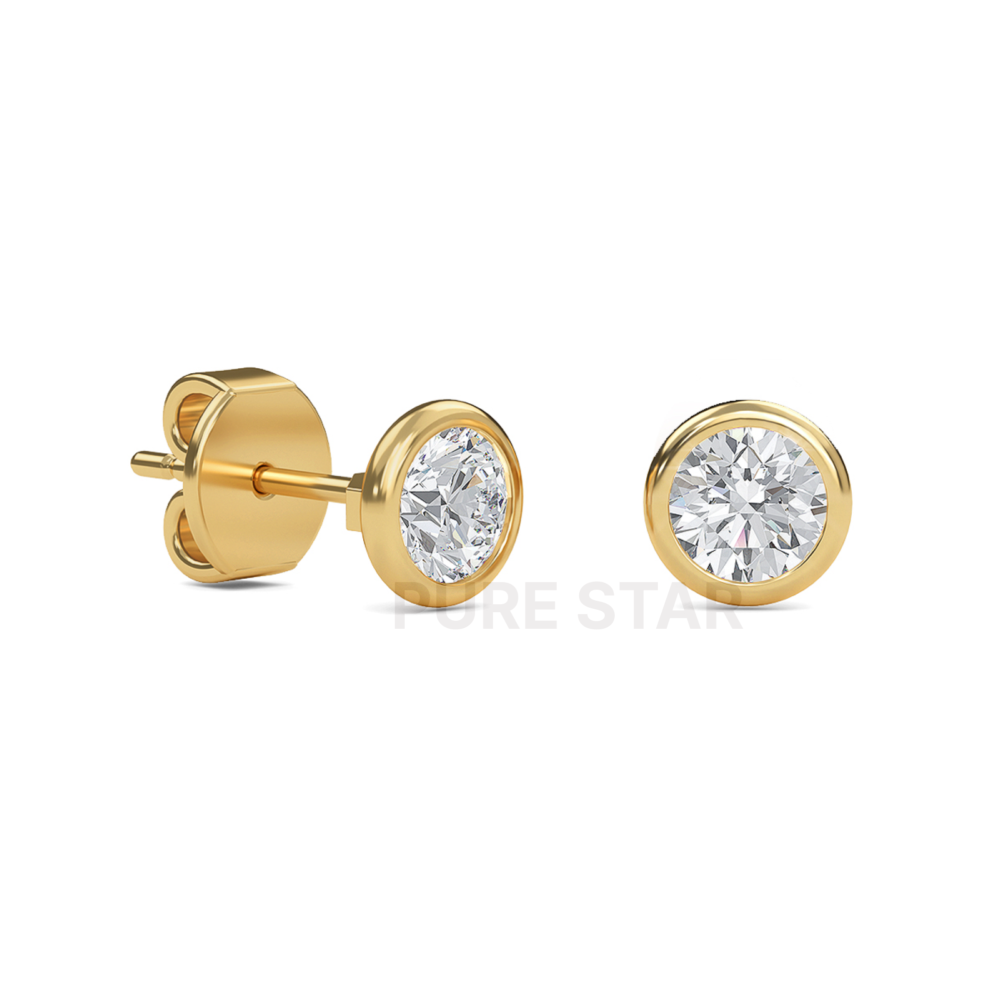 Drew Round Lab Grown  Earring 1CT 10K Yellow Gold-purestarjewelry