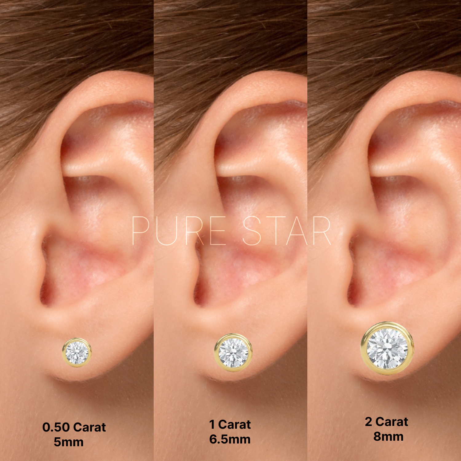 Drew Round Lab Grown  Earring 1CT 10K Yellow Gold-purestarjewelry