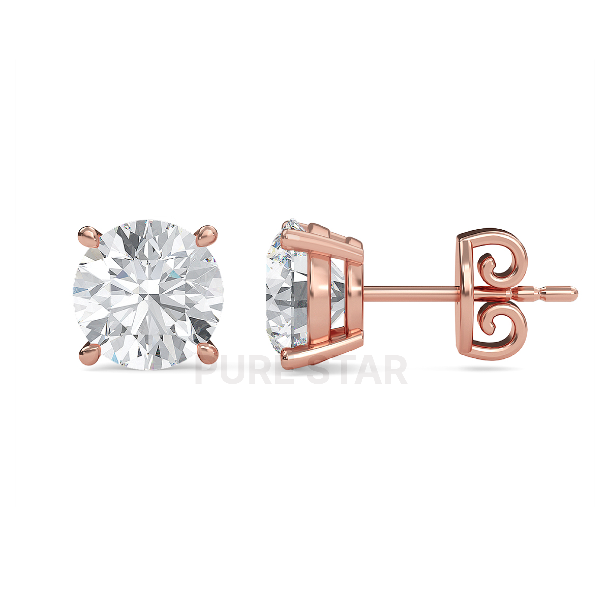 Cecilia Round Lab Grown  Earring 0.50CT 14K Rose Gold-purestarjewelry