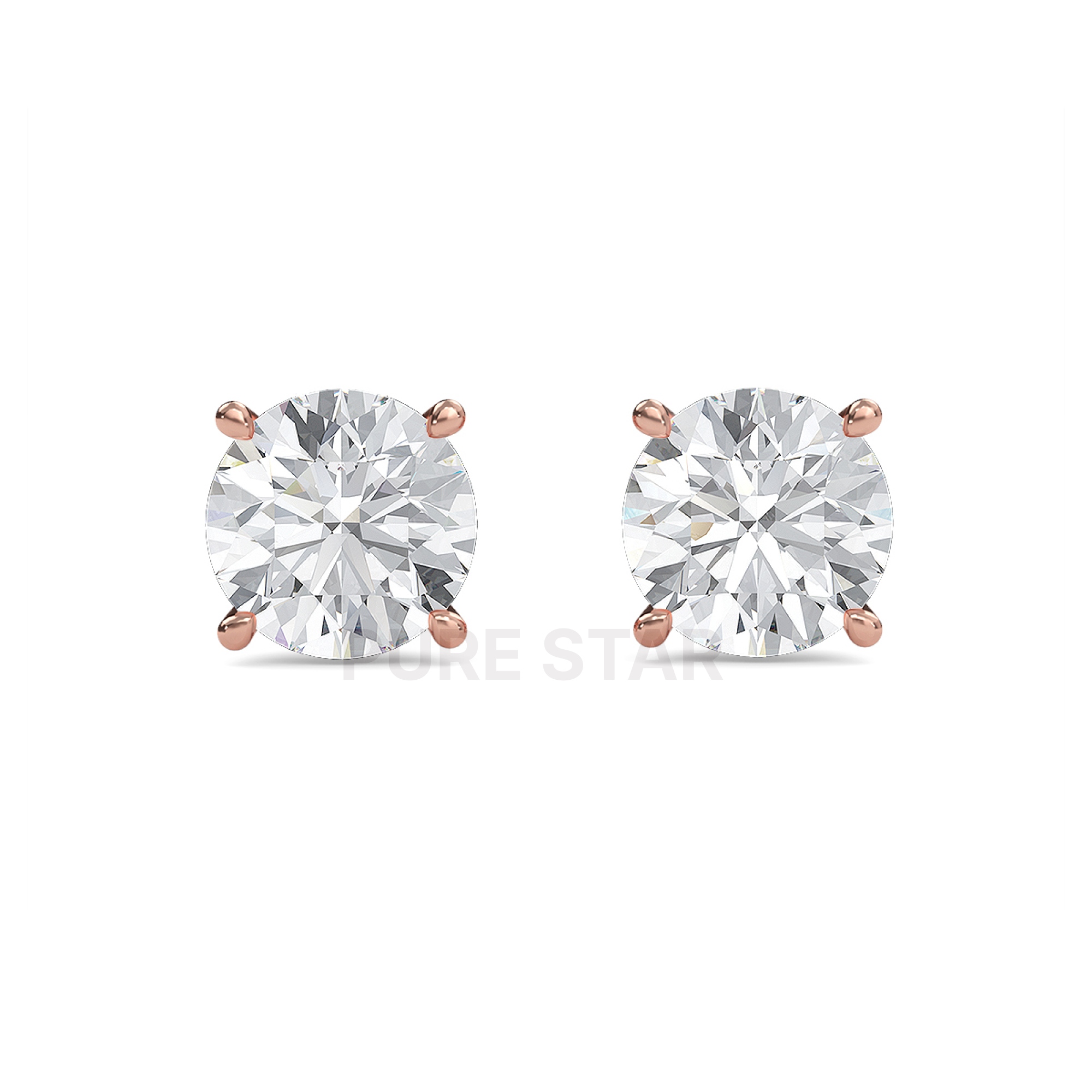 Cecilia Round Lab Grown  Earring 2CT 10K Rose Gold-purestarjewelry