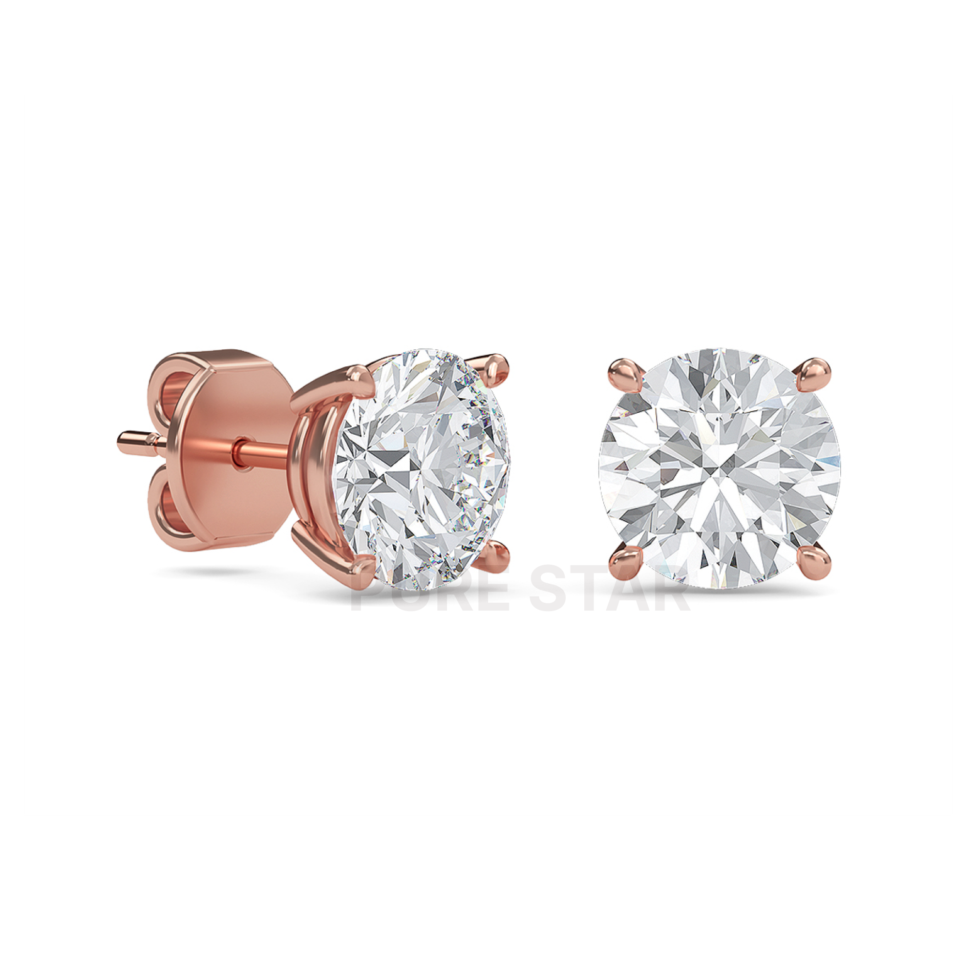 Cecilia Round Lab Grown  Earring 0.50CT 14K Rose Gold-purestarjewelry