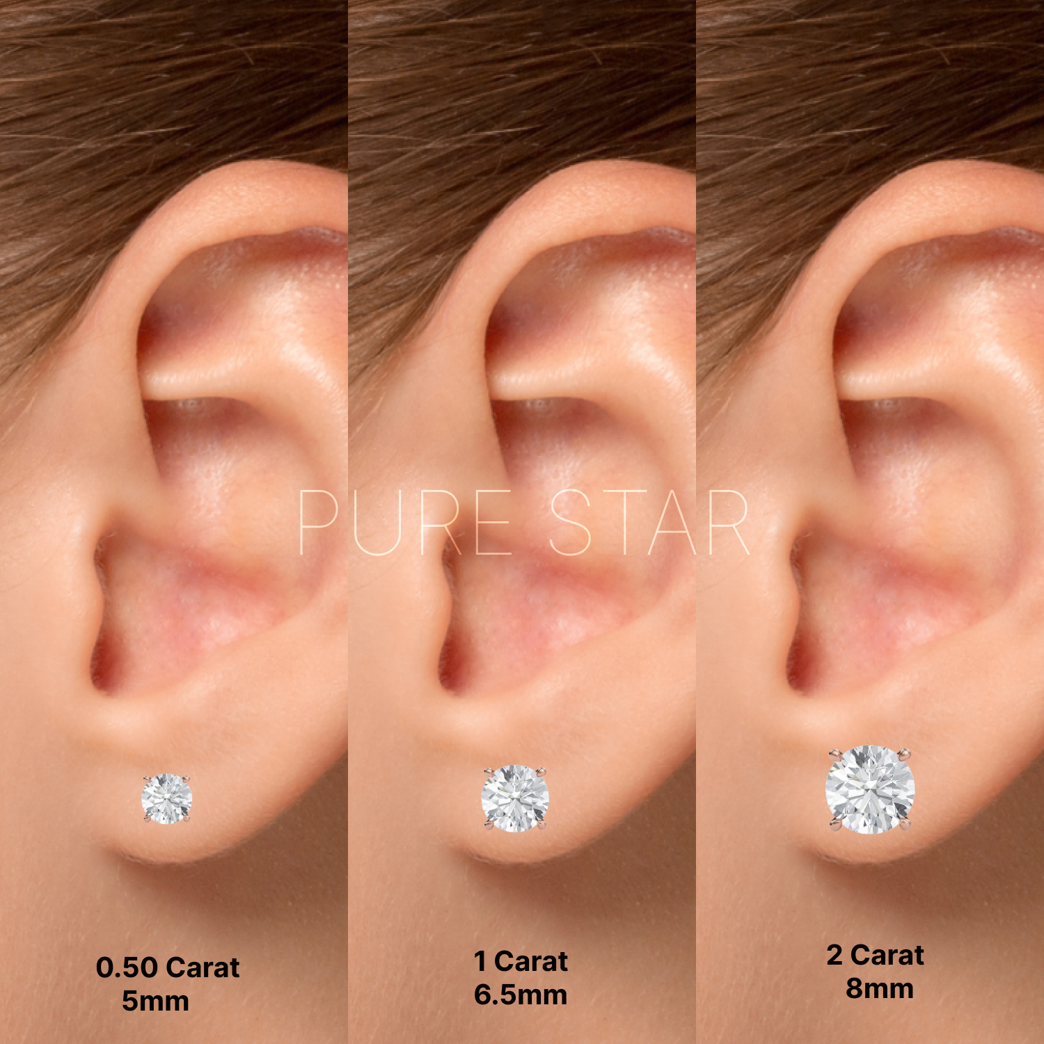 Cecilia Round Lab Grown  Earring 0.50CT 14K Rose Gold-purestarjewelry