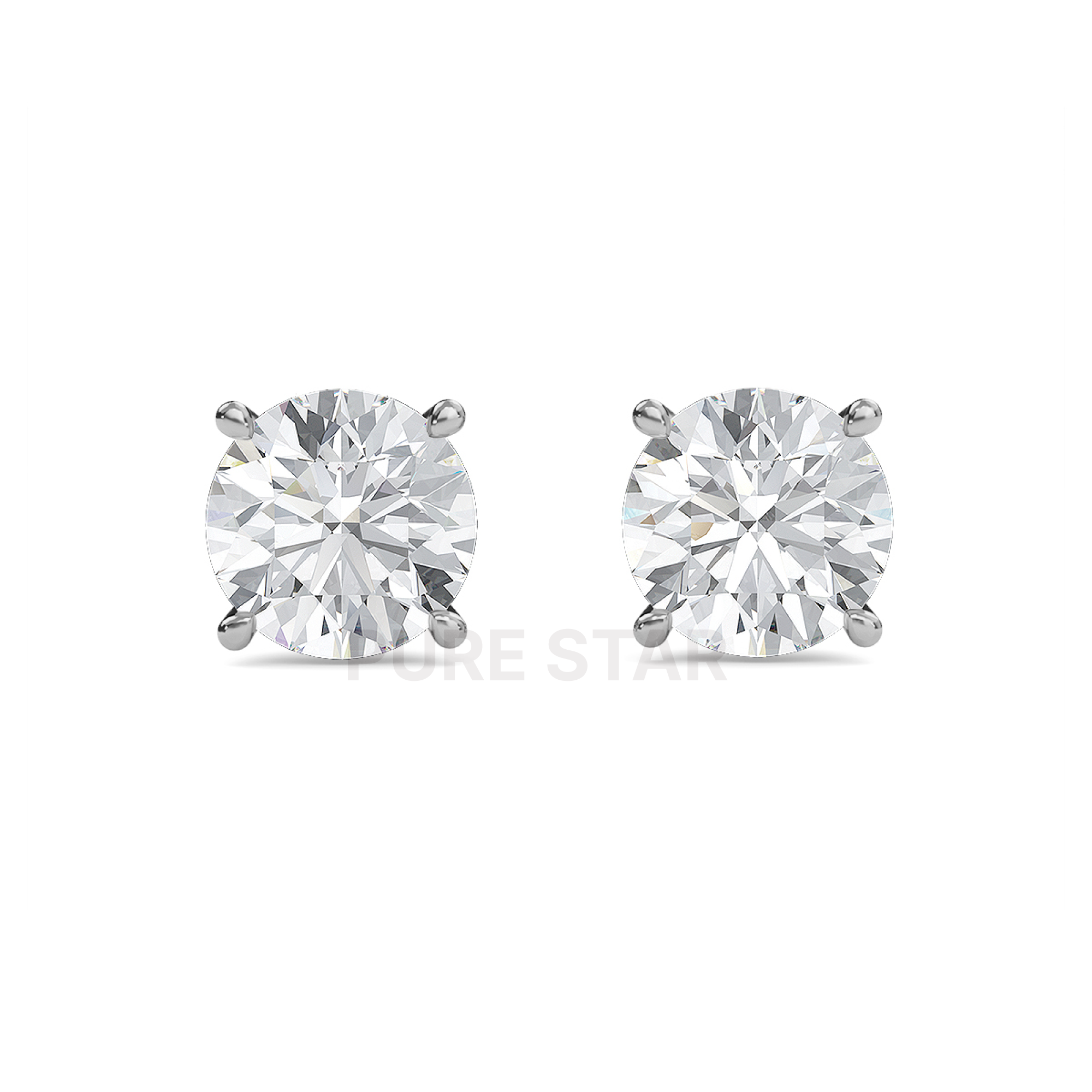 Cecilia Round Lab Grown  Earring 1CT 18K White Gold-purestarjewelry