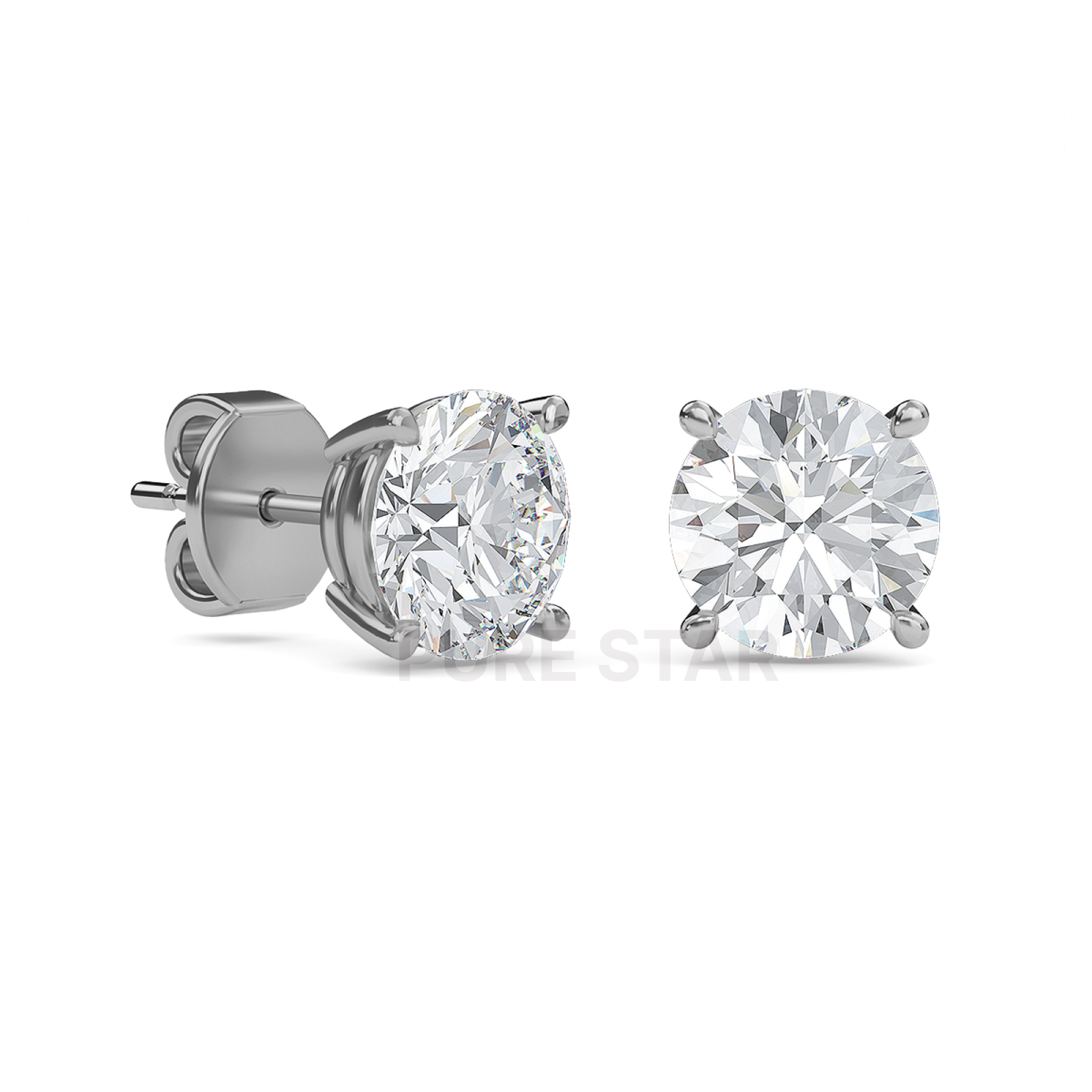 Cecilia Round Lab Grown  Earring 1CT 18K White Gold-purestarjewelry