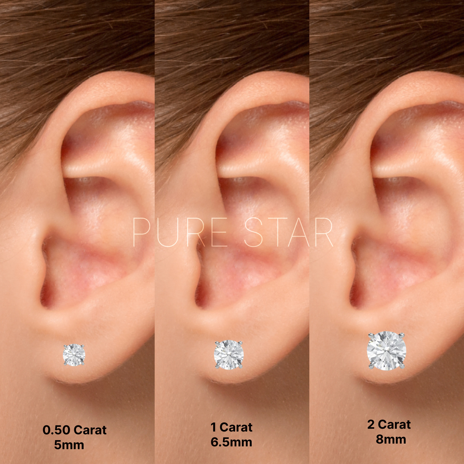 Cecilia Round Lab Grown  Earring 1CT 18K White Gold-purestarjewelry