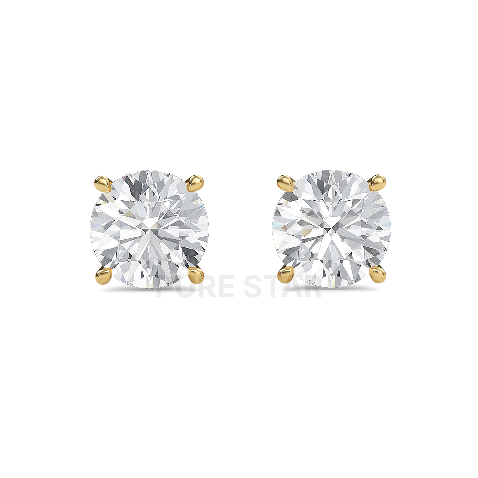 Cecilia Round Lab Grown  Earring 2CT 10K Yellow Gold-purestarjewelry