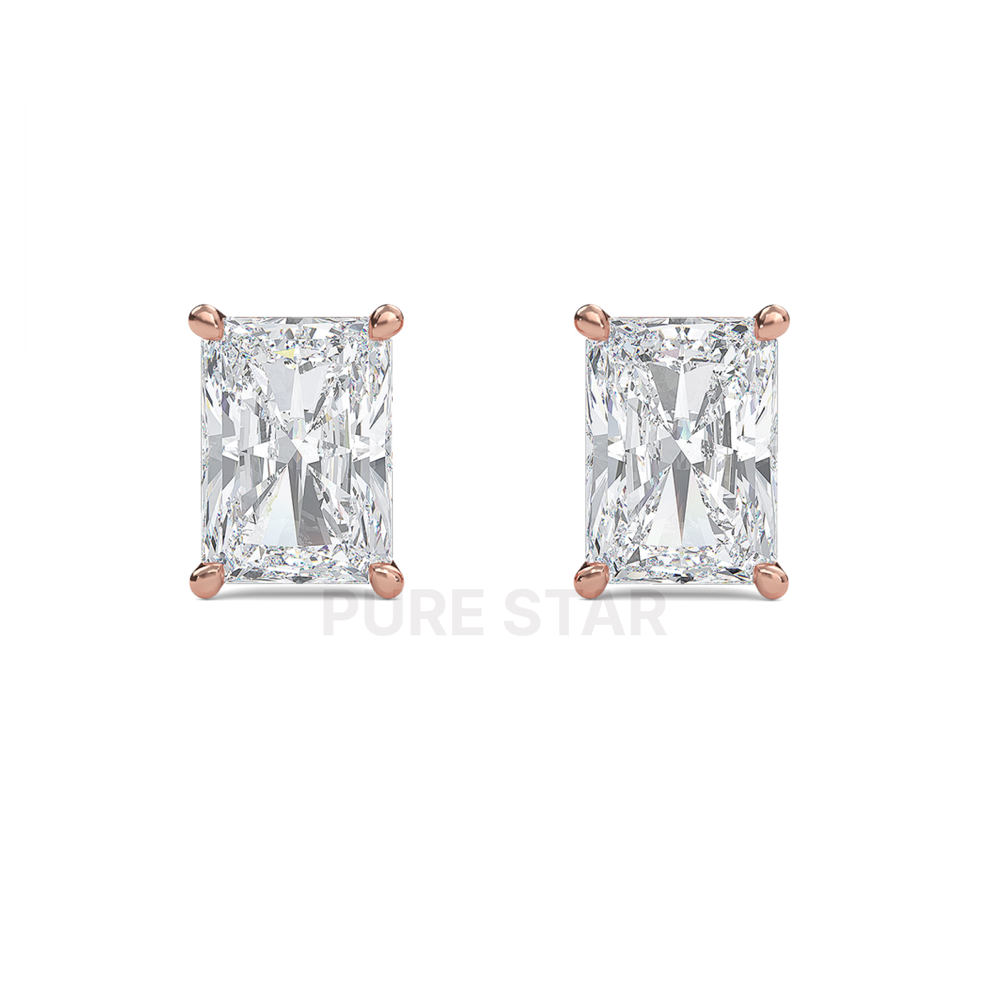 Magnolia Radiant Lab Grown Earring 2CT 14K  Rose Gold-purestarjewelry