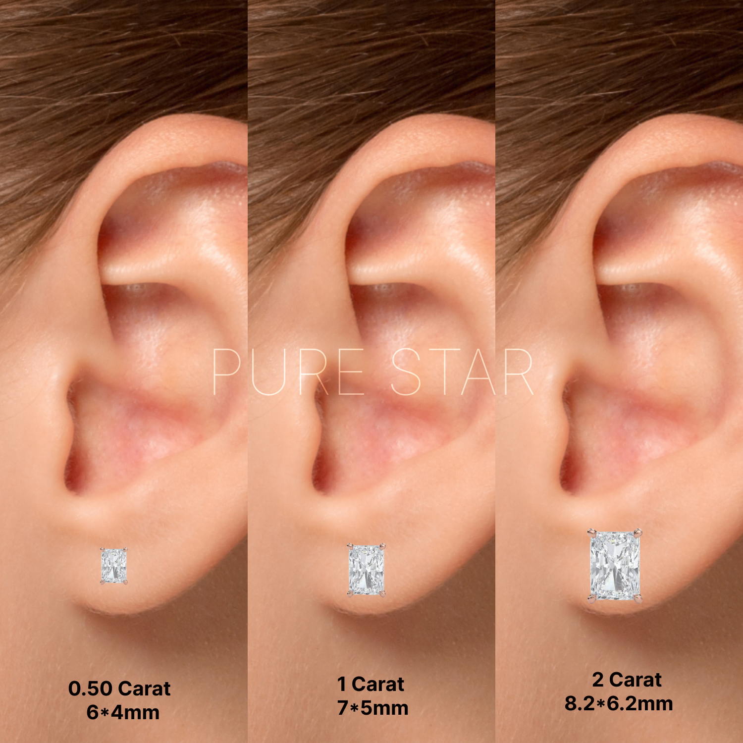 Magnolia Radiant Lab Grown Earring 2CT 14K  Rose Gold-purestarjewelry