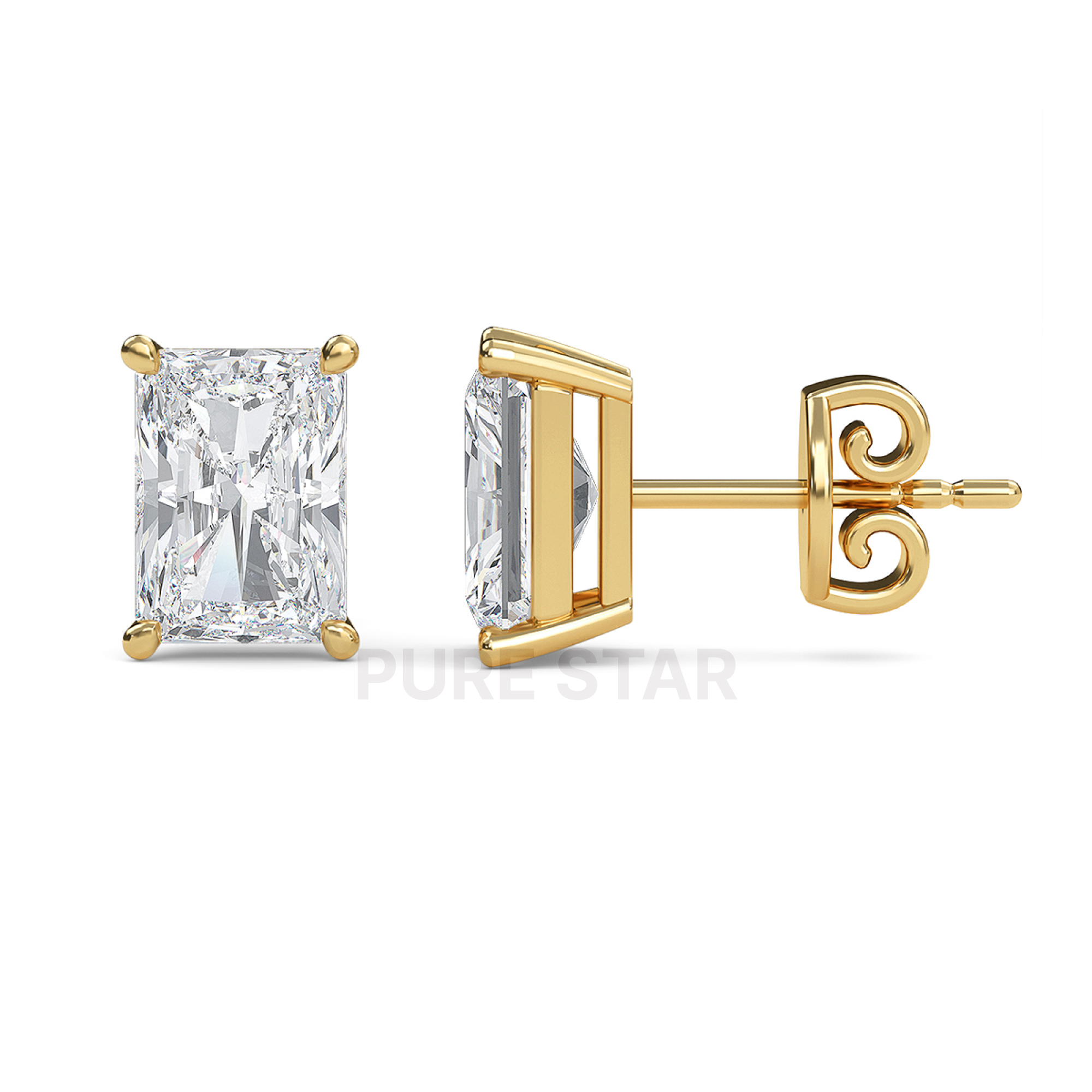 Magnolia Radiant Lab Grown Earring 1CT 18K Yellow Gold-purestarjewelry