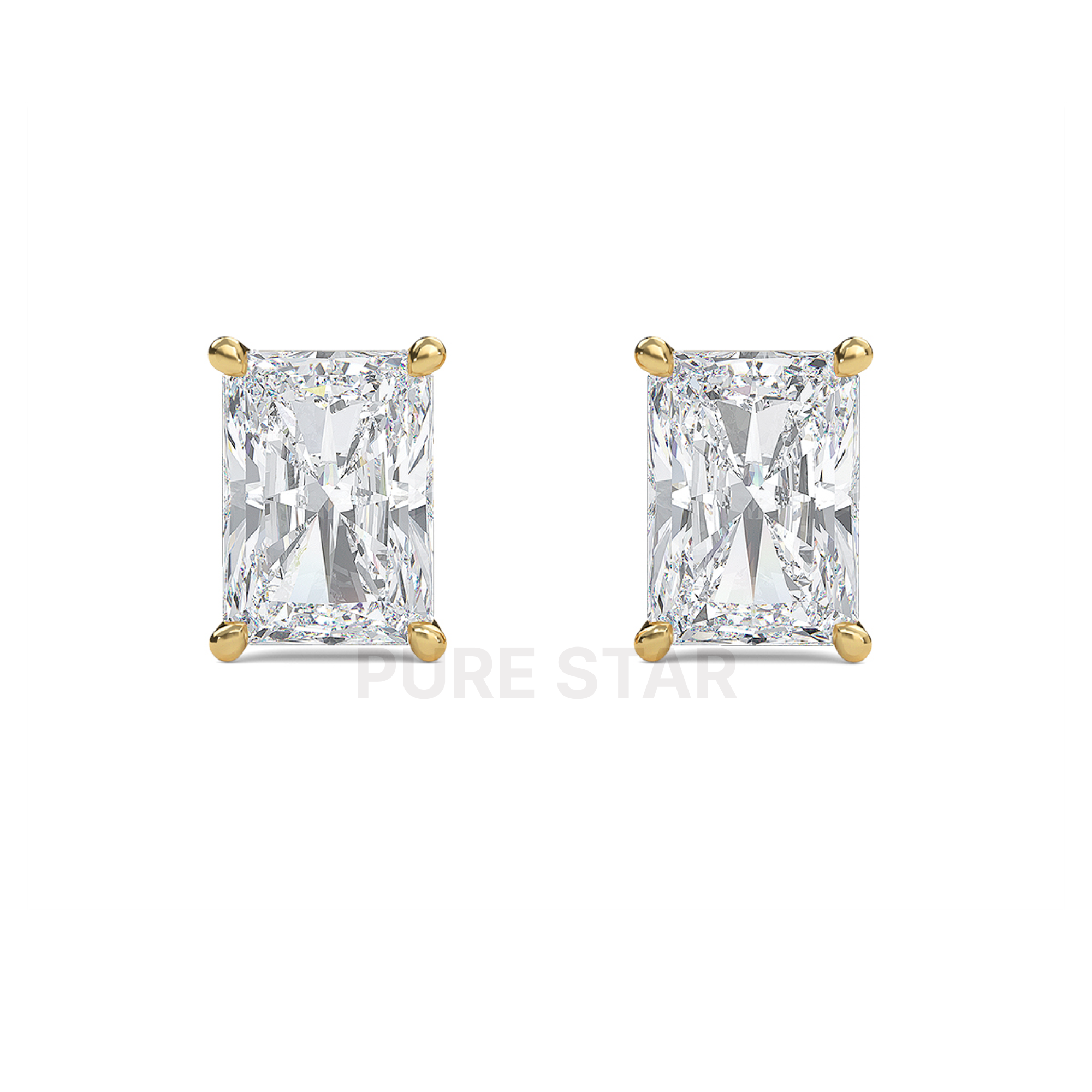 Magnolia Radiant Lab Grown Earring 1CT 18K Yellow Gold-purestarjewelry
