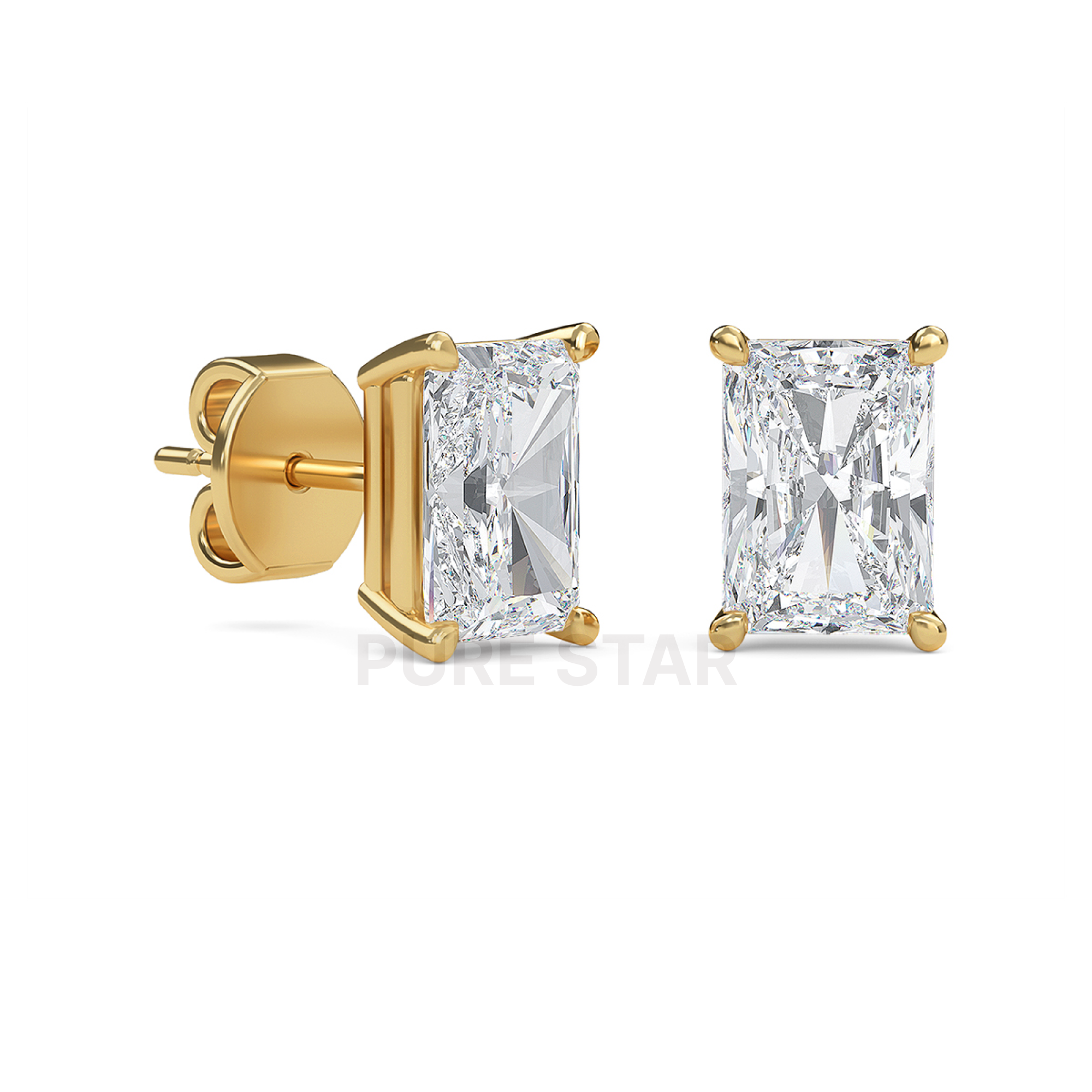 Magnolia Radiant Lab Grown Earring 1CT 18K Yellow Gold-purestarjewelry
