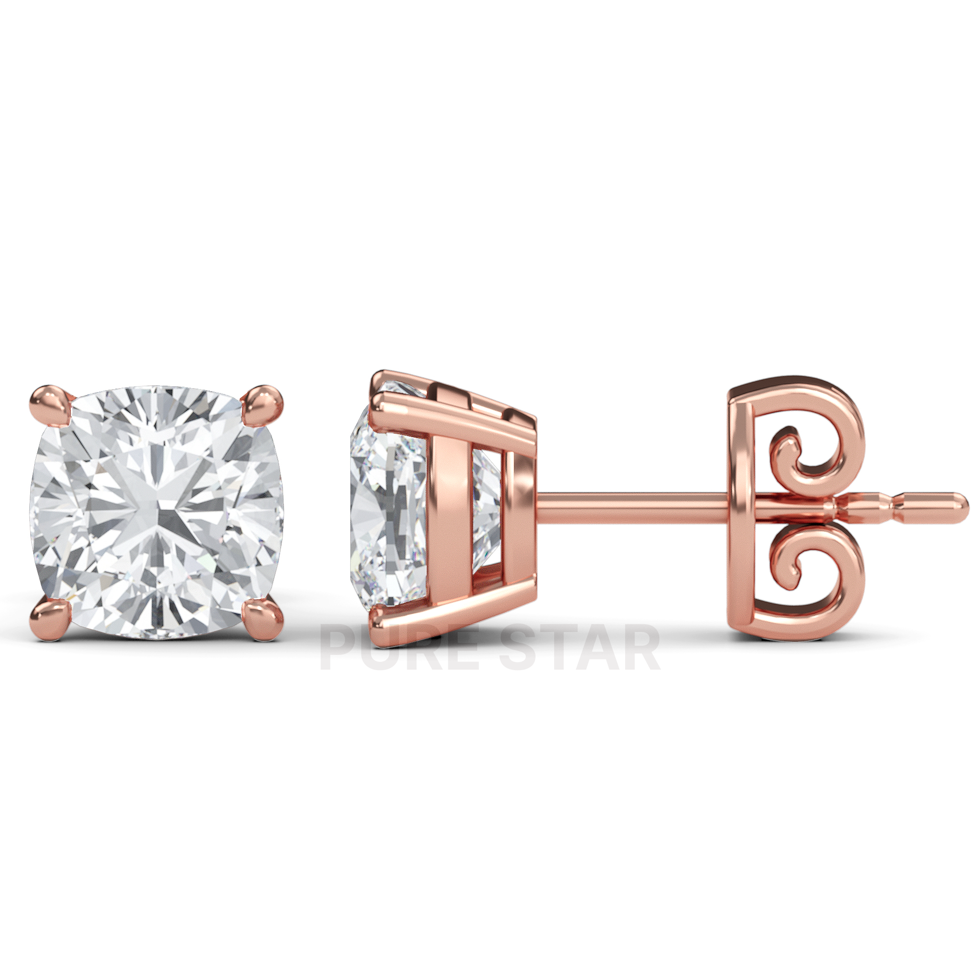 Janice Cushion Lab Grown Earring 0.50CT 14K  Rose Gold-purestarjewelry
