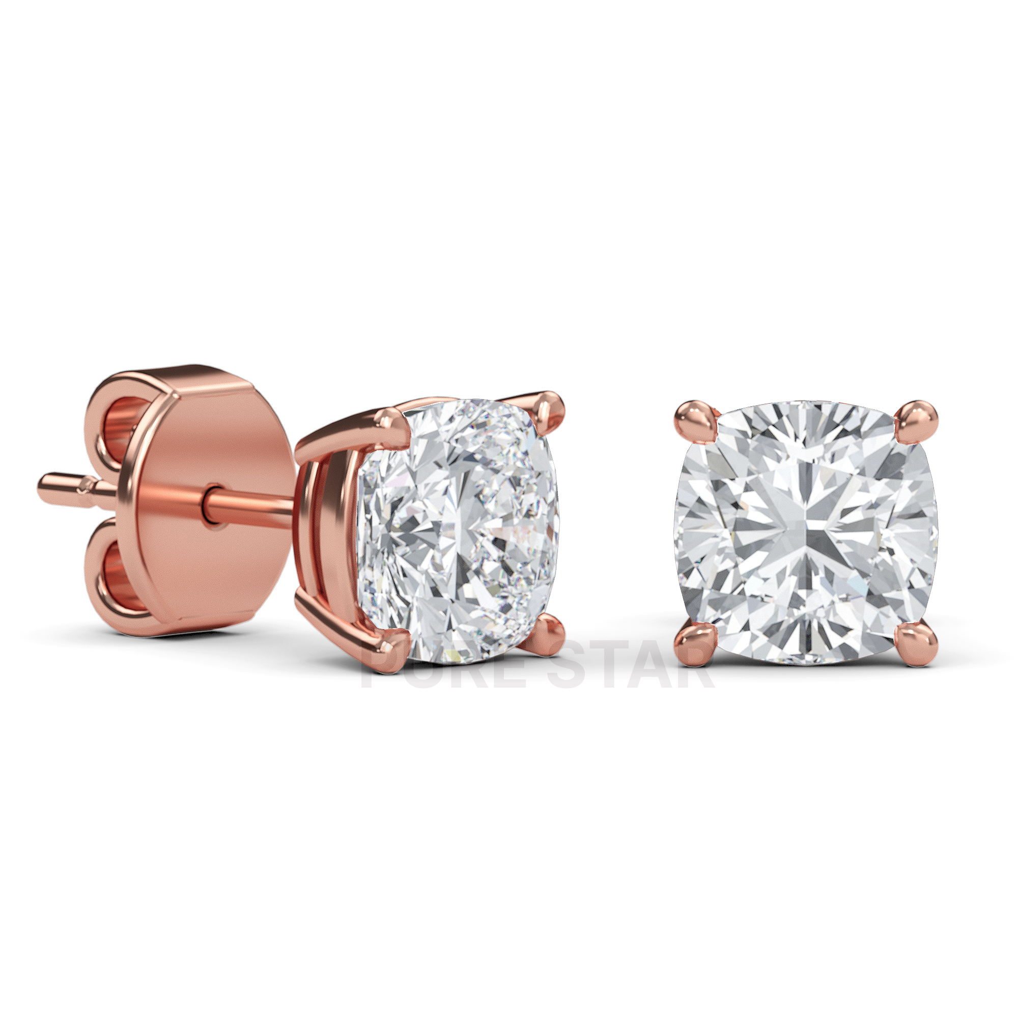 Janice Cushion Lab Grown Earring 0.50CT 14K  Rose Gold-purestarjewelry