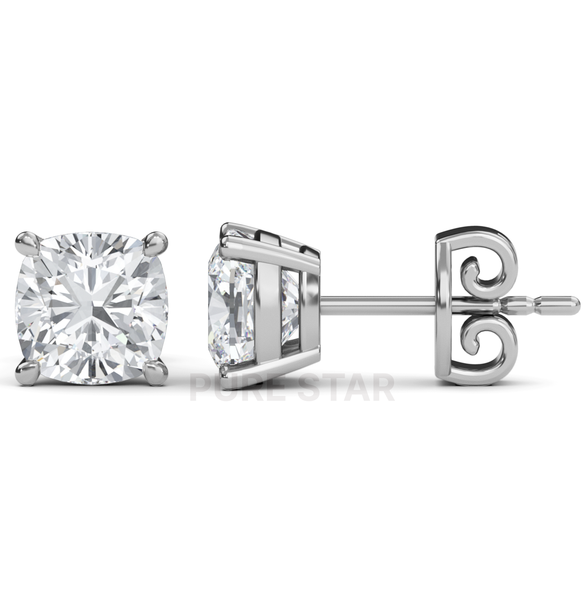Janice Cushion Lab Grown Earring 2CT 14K White Gold-purestarjewelry
