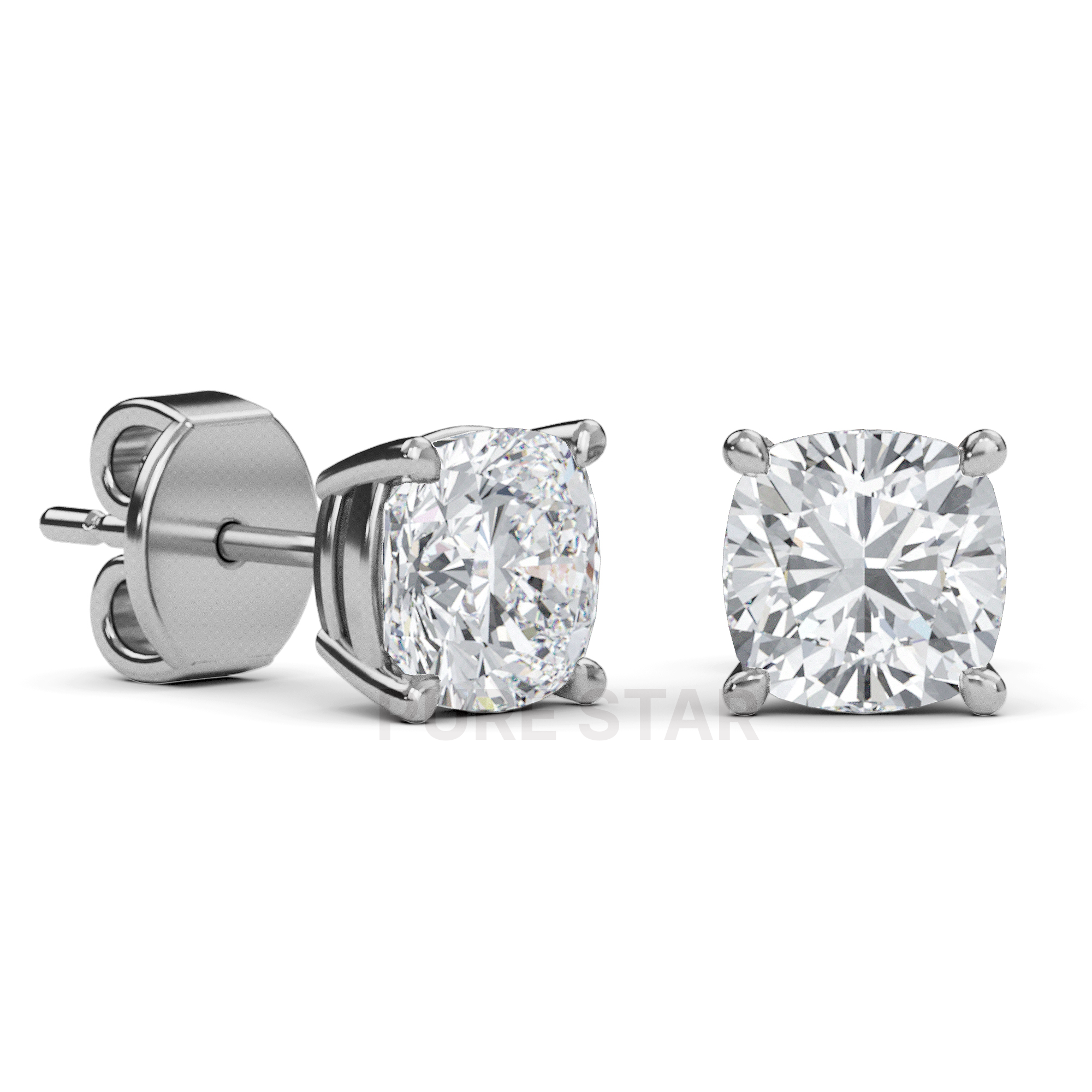 Janice Cushion Lab Grown Earring 2CT 14K White Gold-purestarjewelry